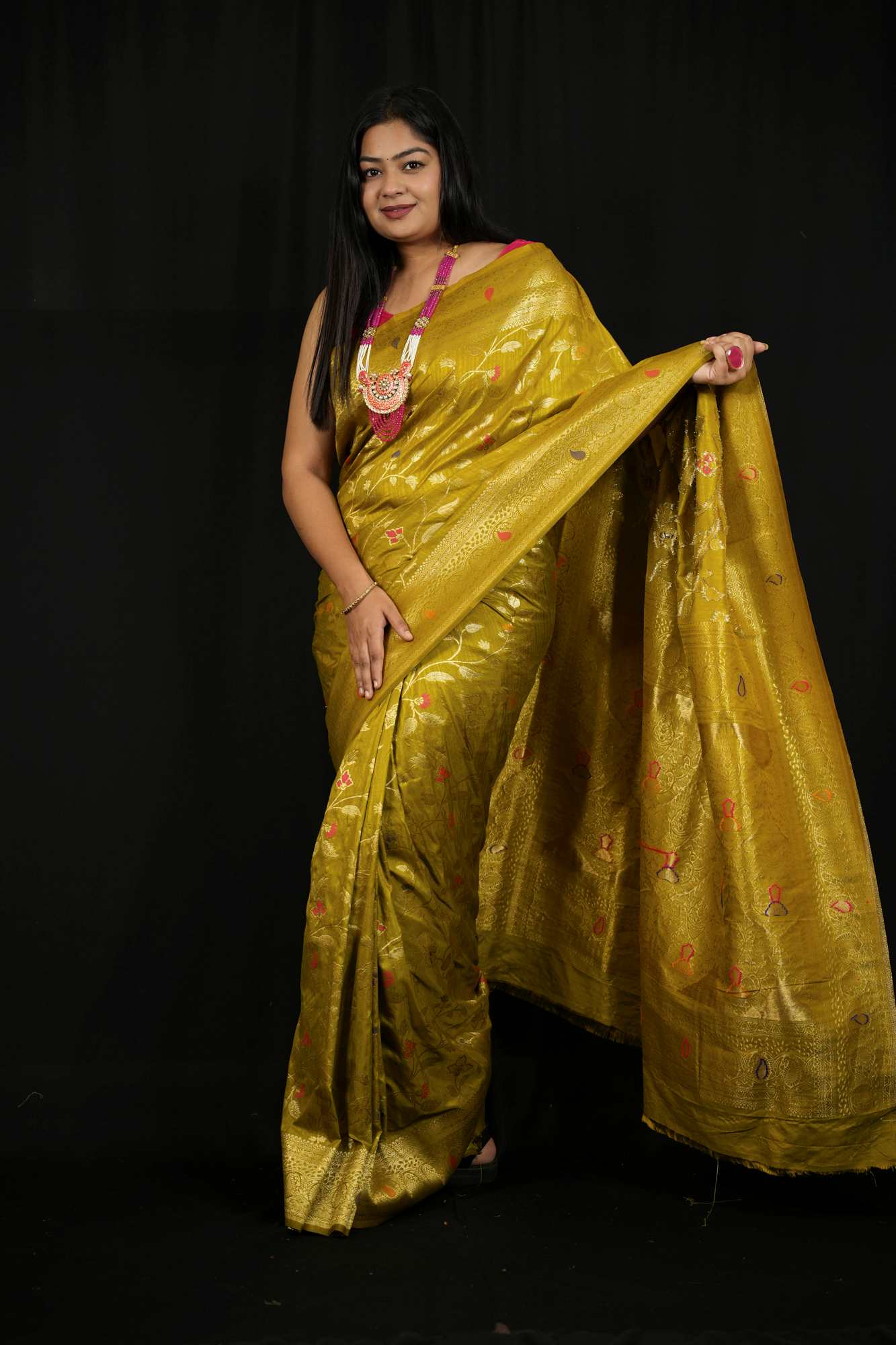 Jaal Weave Khadi Silk Ready To Wear Saree - Image 3
