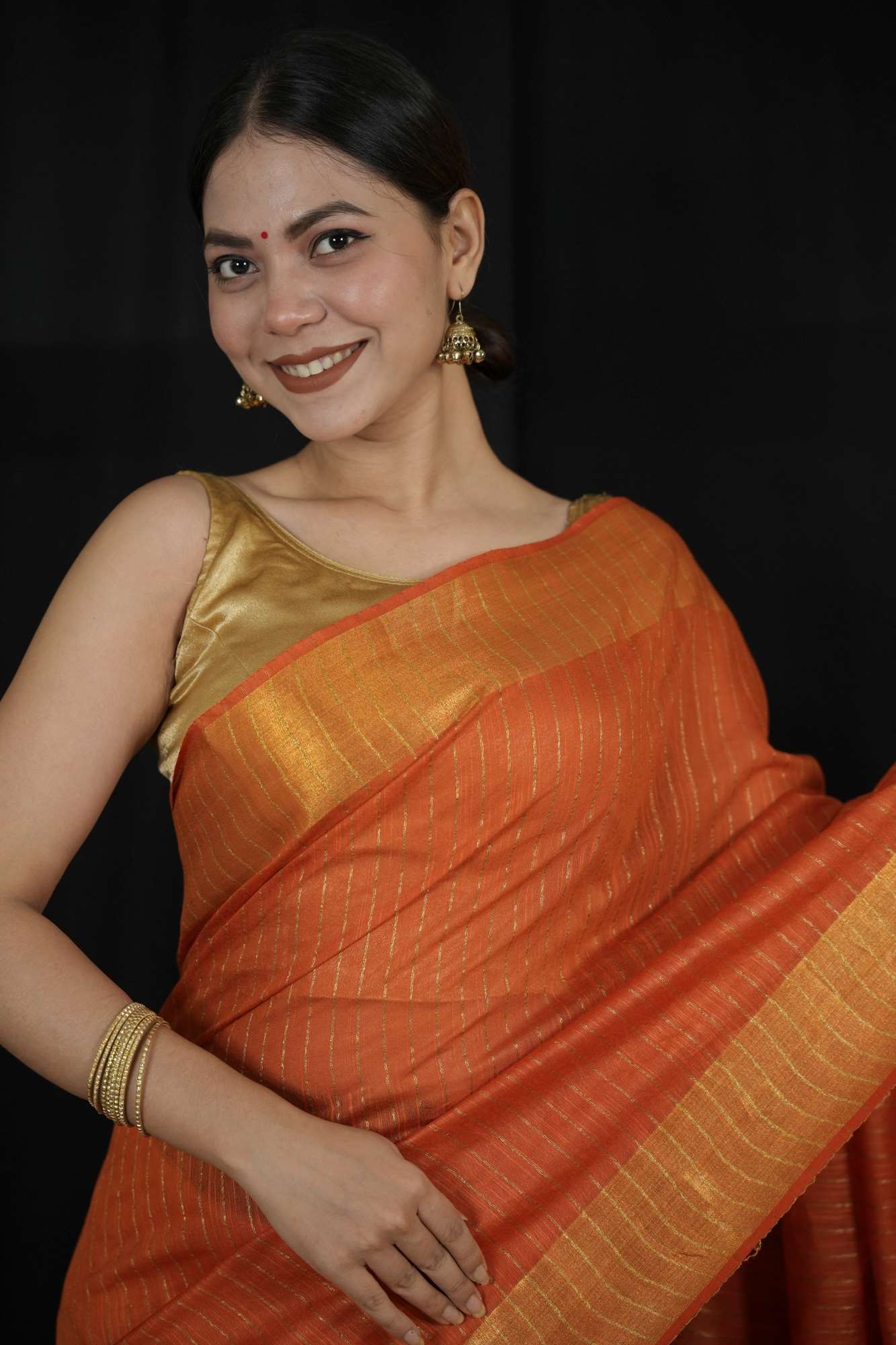 Kota Silk with Overall Sequins work with Zari Weave Ready to Wear Saree - Image 7