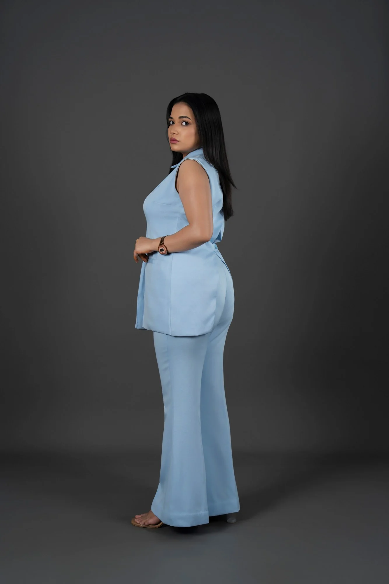Long-Line Waistcoat With  Sharp Notch Collar  Designed - Image 10