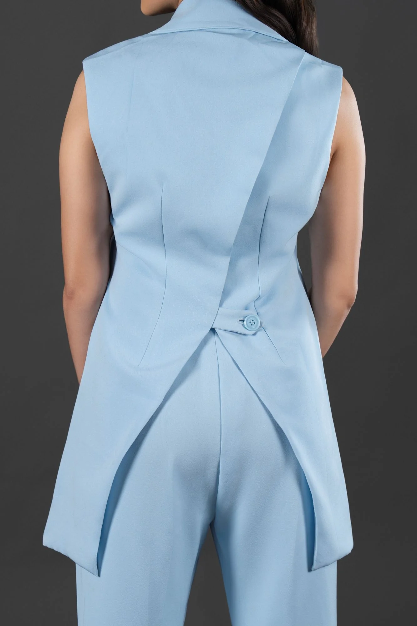 Long-Line Waistcoat With  Sharp Notch Collar  Designed - Image 8
