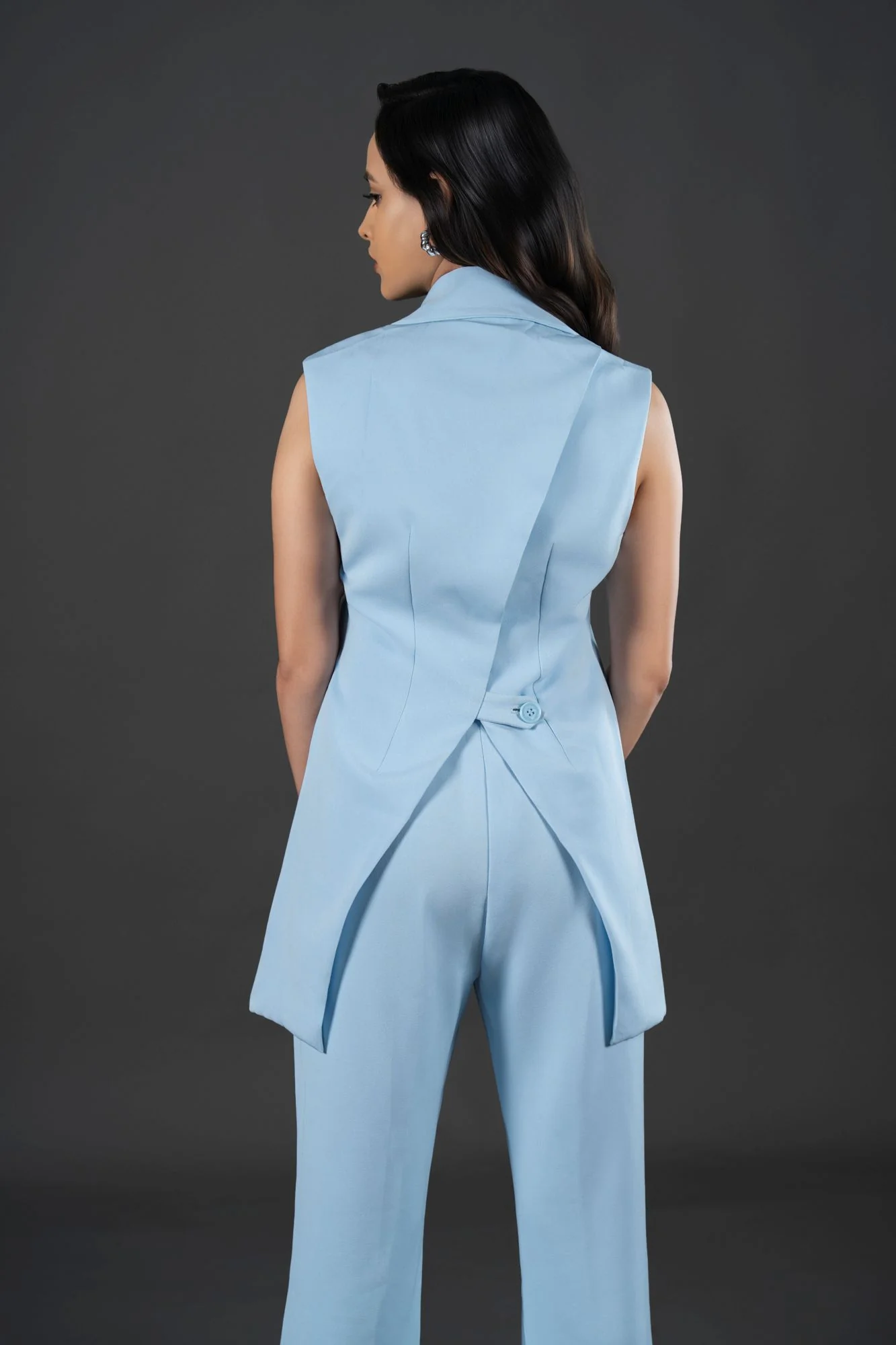 Long-Line Waistcoat With  Sharp Notch Collar  Designed - Image 9