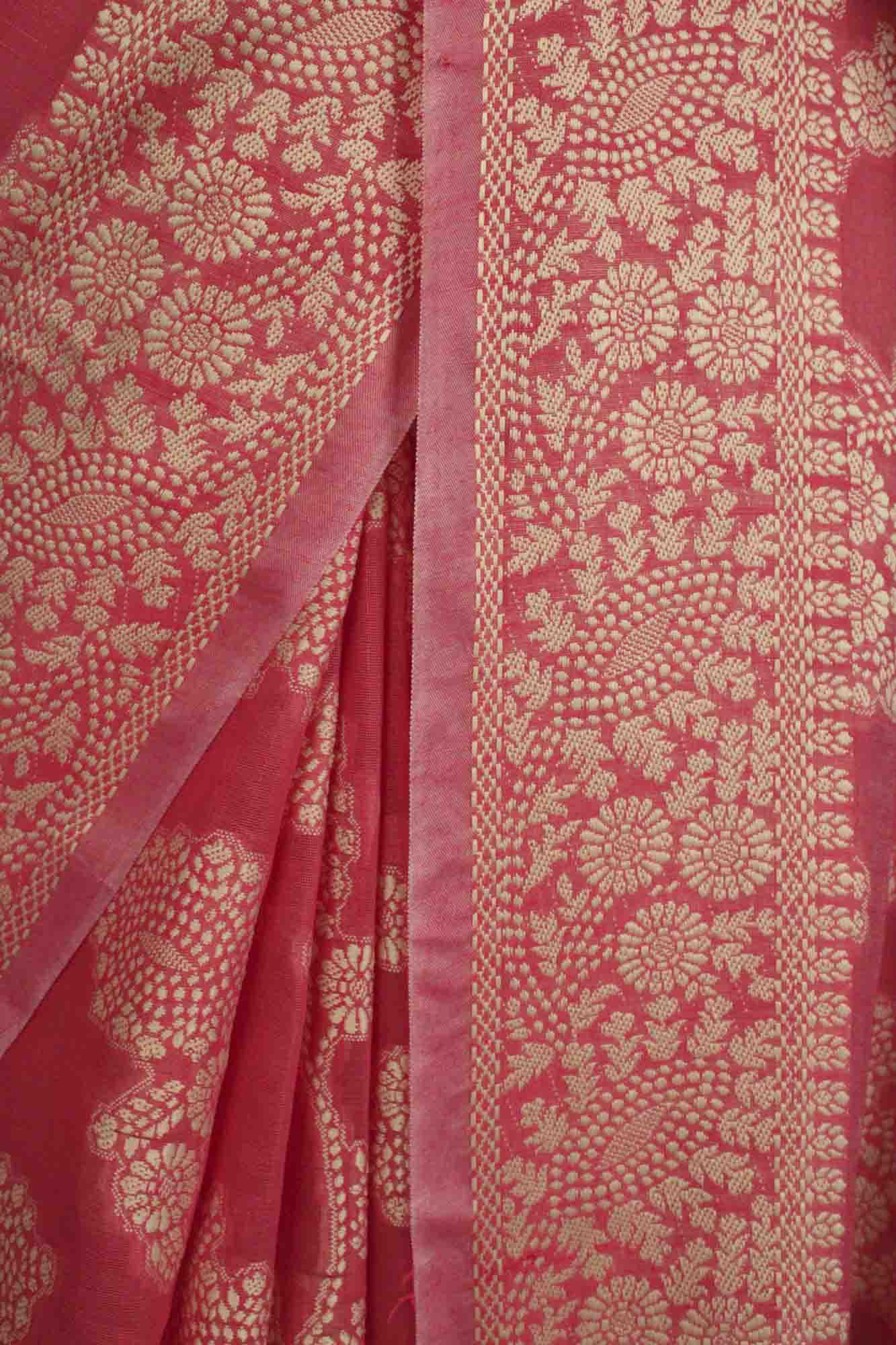 Lucknowi Chikankari Woven Cotton Wrap in 1 minute saree - Image 6
