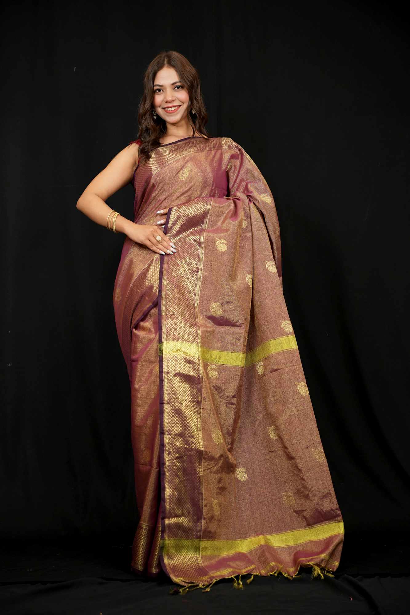 Maheswari Cotton All Over Zari weave Ready To Wear Saree - Image 7