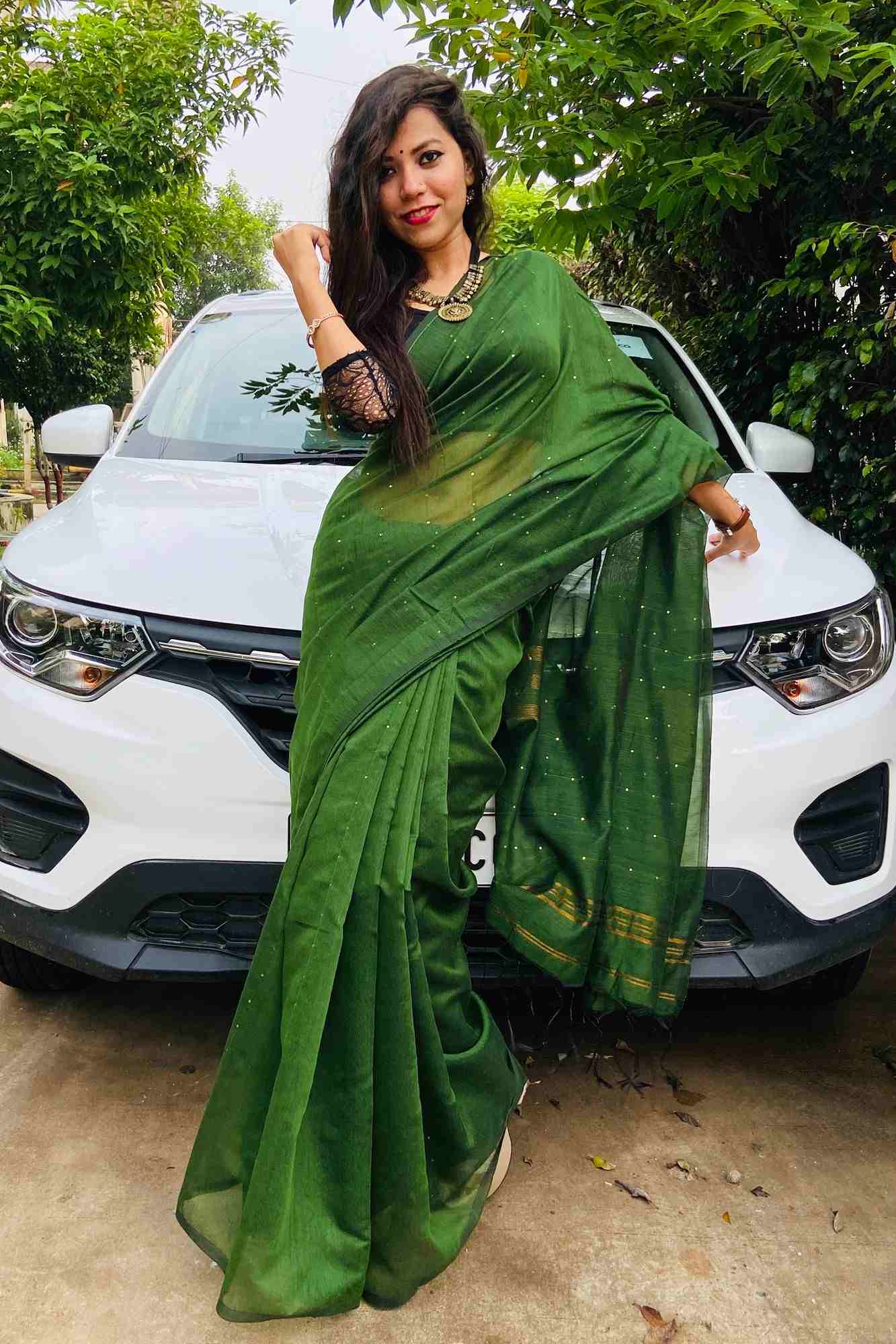 Matka cotton silk with sequins all over wrap in 1 minute saree - Image 5