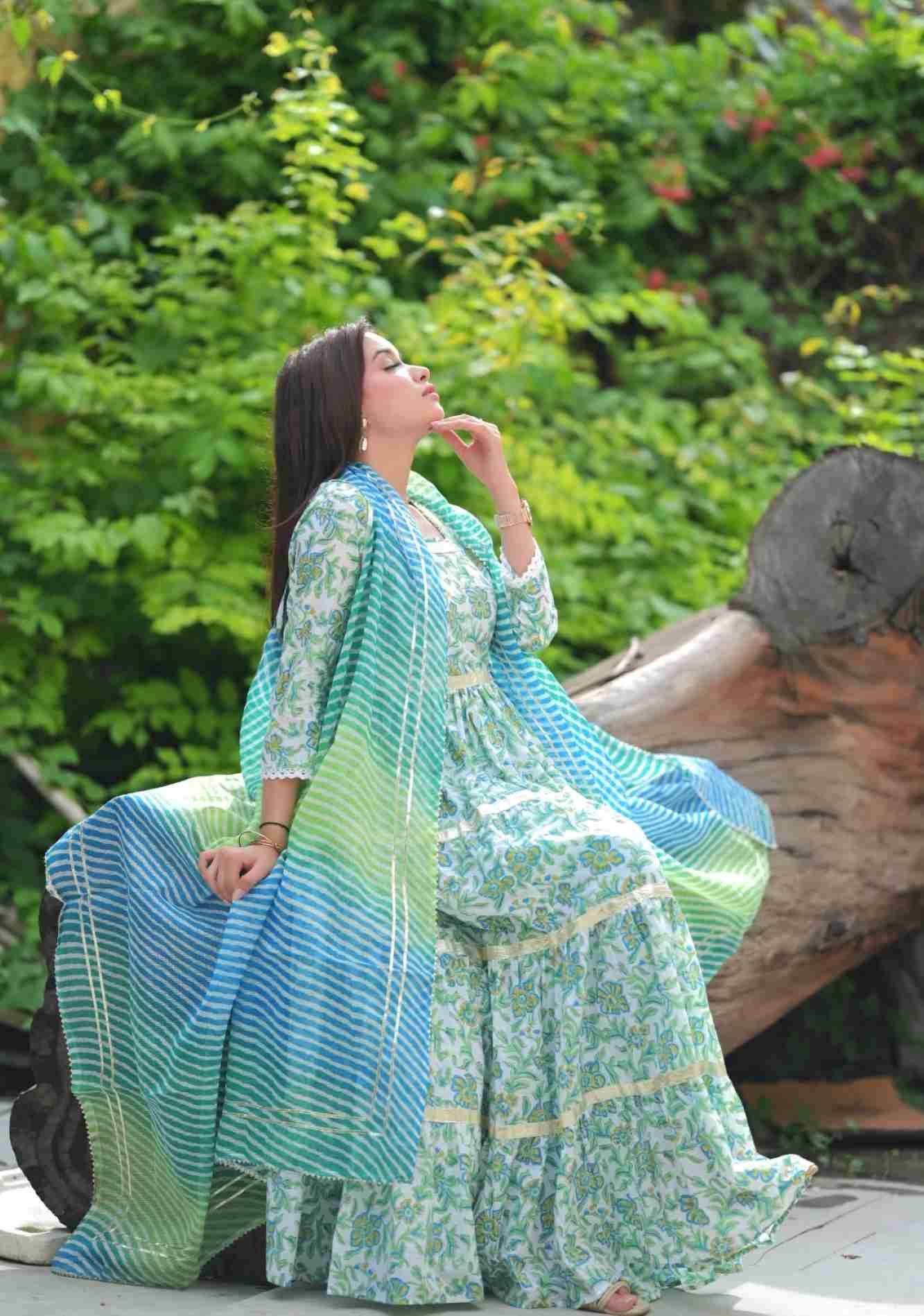 Meeraki Tiered Gown and Cape - 2 piece set| Made To Order - Image 3