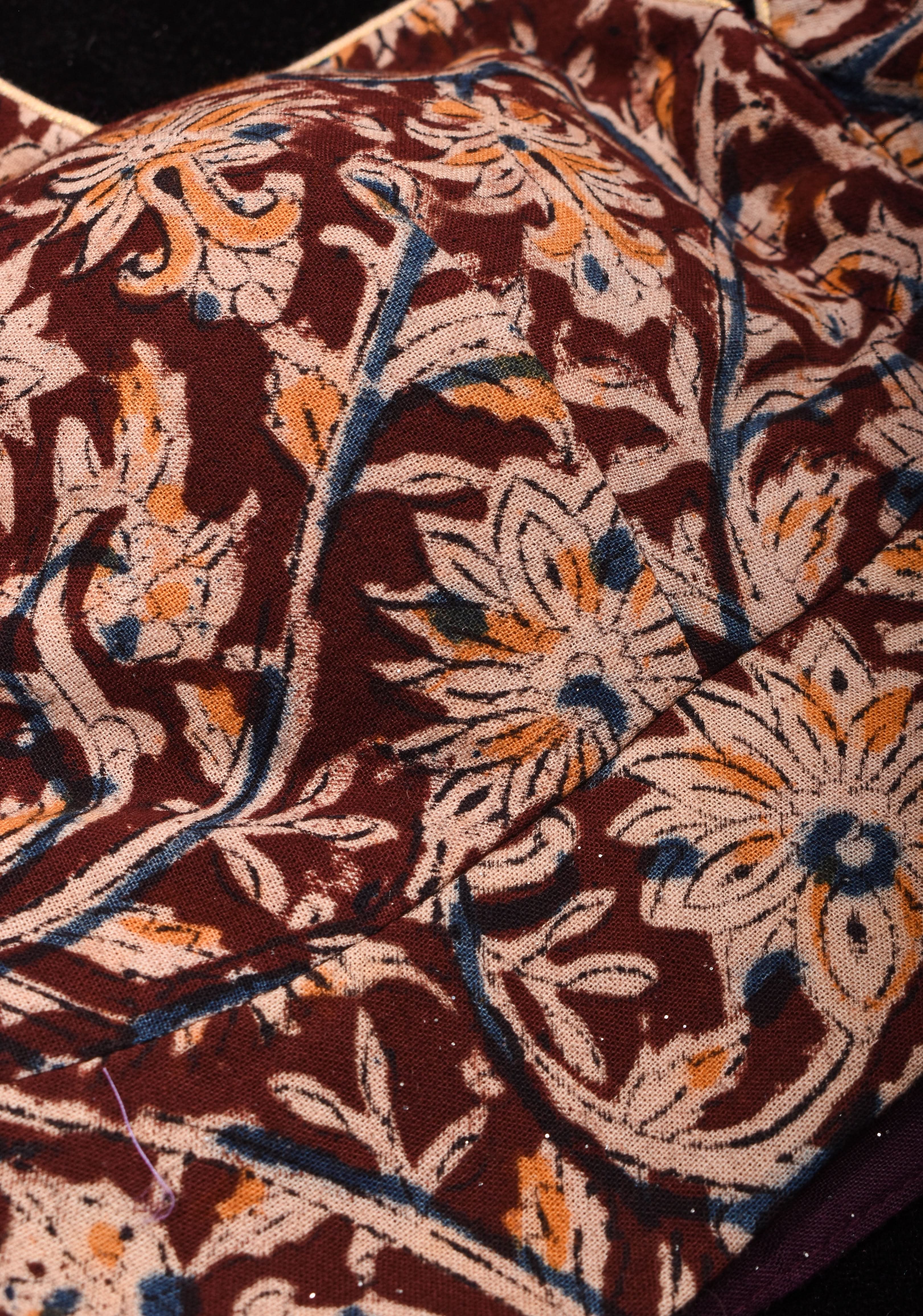 Kalamkari block print blouse with front slit design and full sleeves ,made to order | Shobitam - Image 7