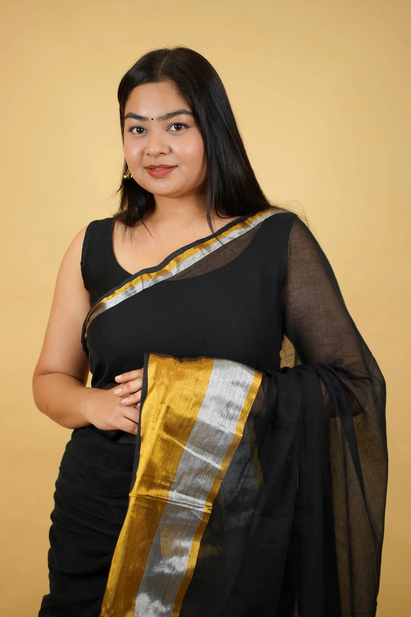 For the Woman Who Doesn’t Need Loud To Be Noticed - Mul Mul Cotton With Handloom Border Ready To Wear Saree - Image 2