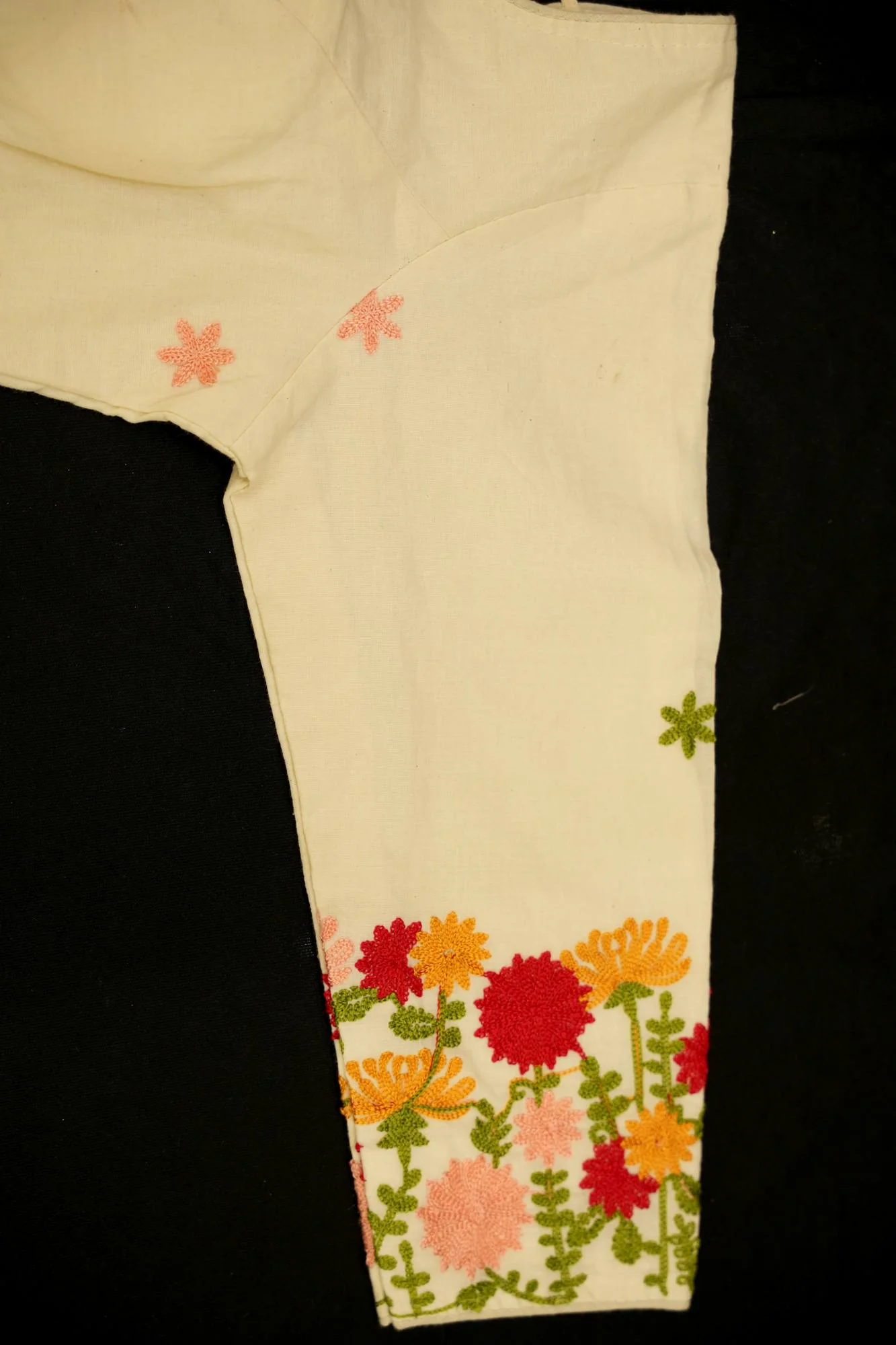Multicolor Thread  Cotton Embroidered Blouse Piece - Image 11