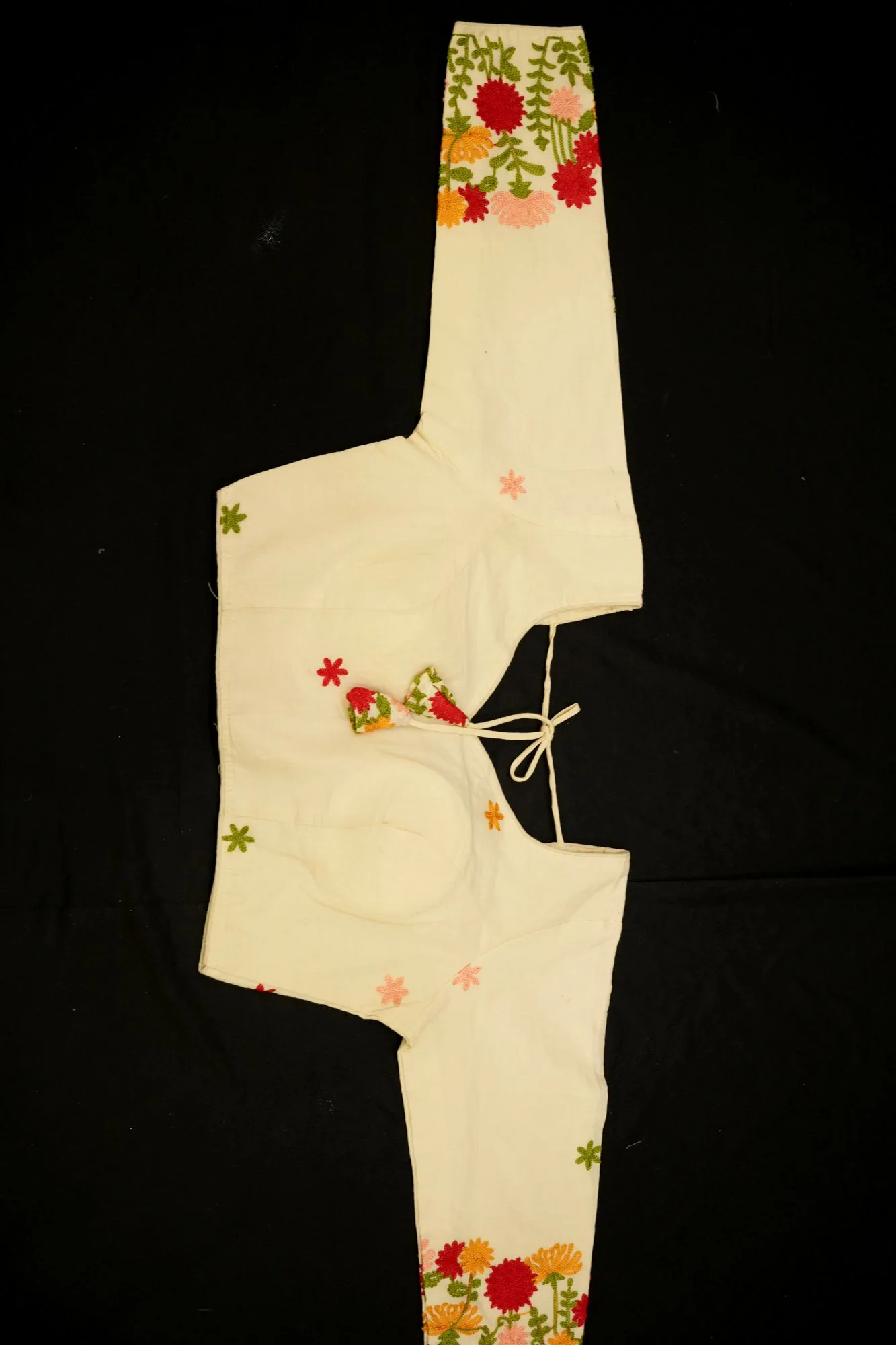 Multicolor Thread  Cotton Embroidered Blouse Piece - Image 12