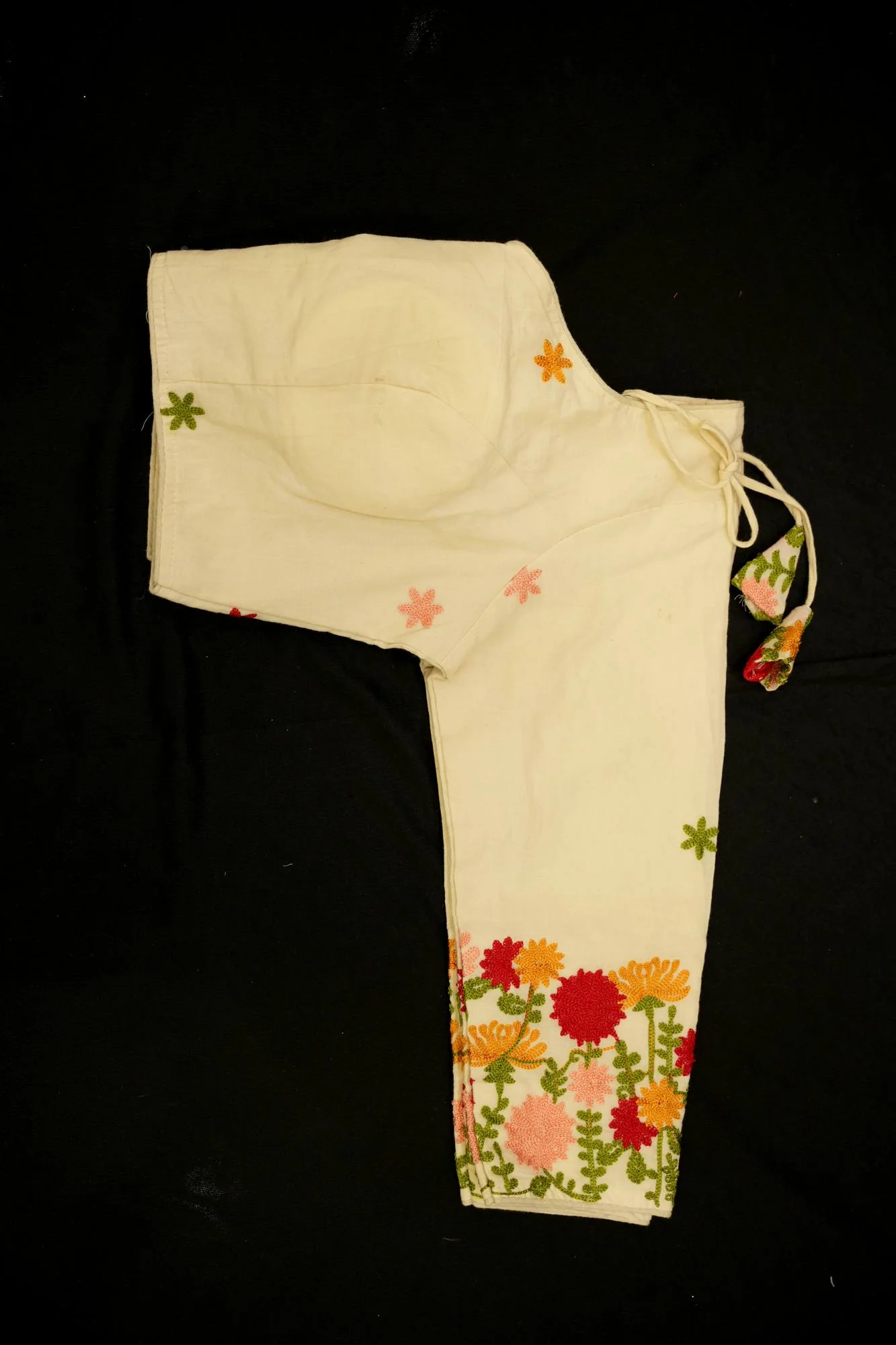 Multicolor Thread  Cotton Embroidered Blouse Piece - Image 2