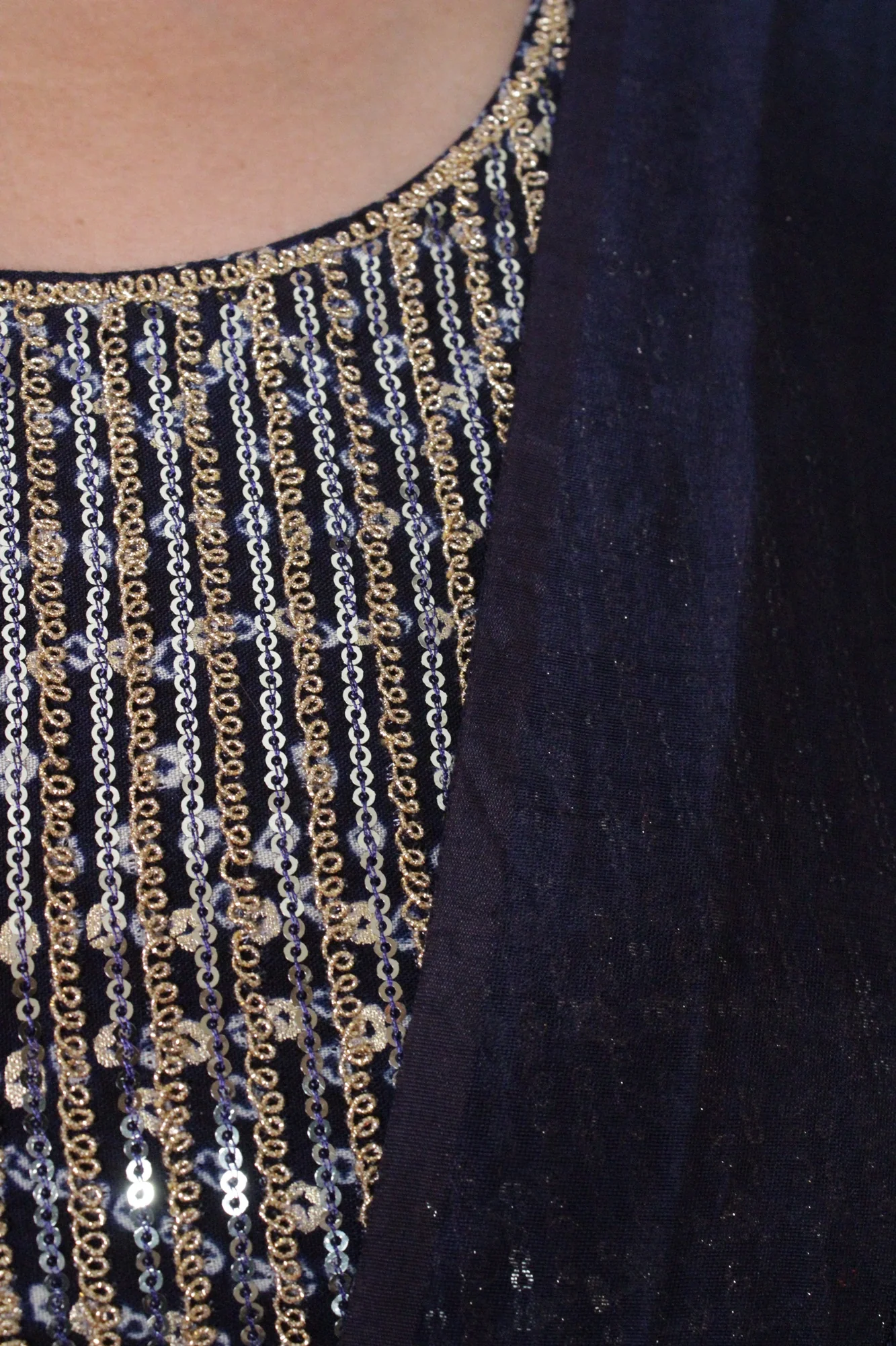 Navy Blue Sequined Ready to wear Salwar-Kameez with Dupatta - Image 5