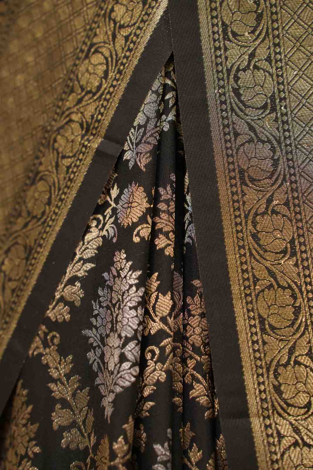Nita Ambani Inspired Banarasi Zari Jaal Woven Over All With Detailed Border Ready To Wear Saree - Image 5