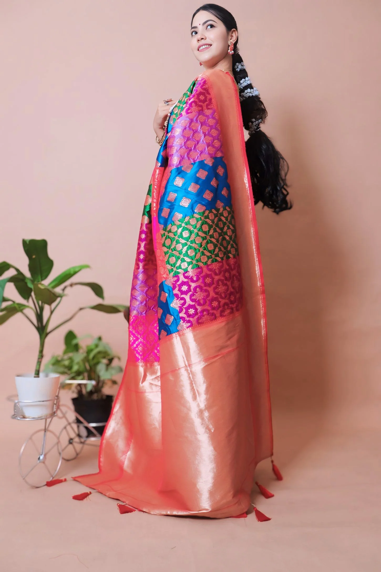 Nita Ambani inspired designer Soft prestitched ready to wear saree - Image 3