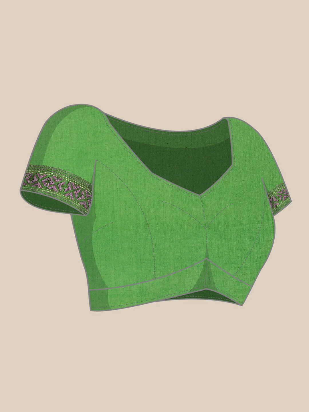 Parrot Green Khesh Kantha Cotton Saree | Shobitam - Image 6