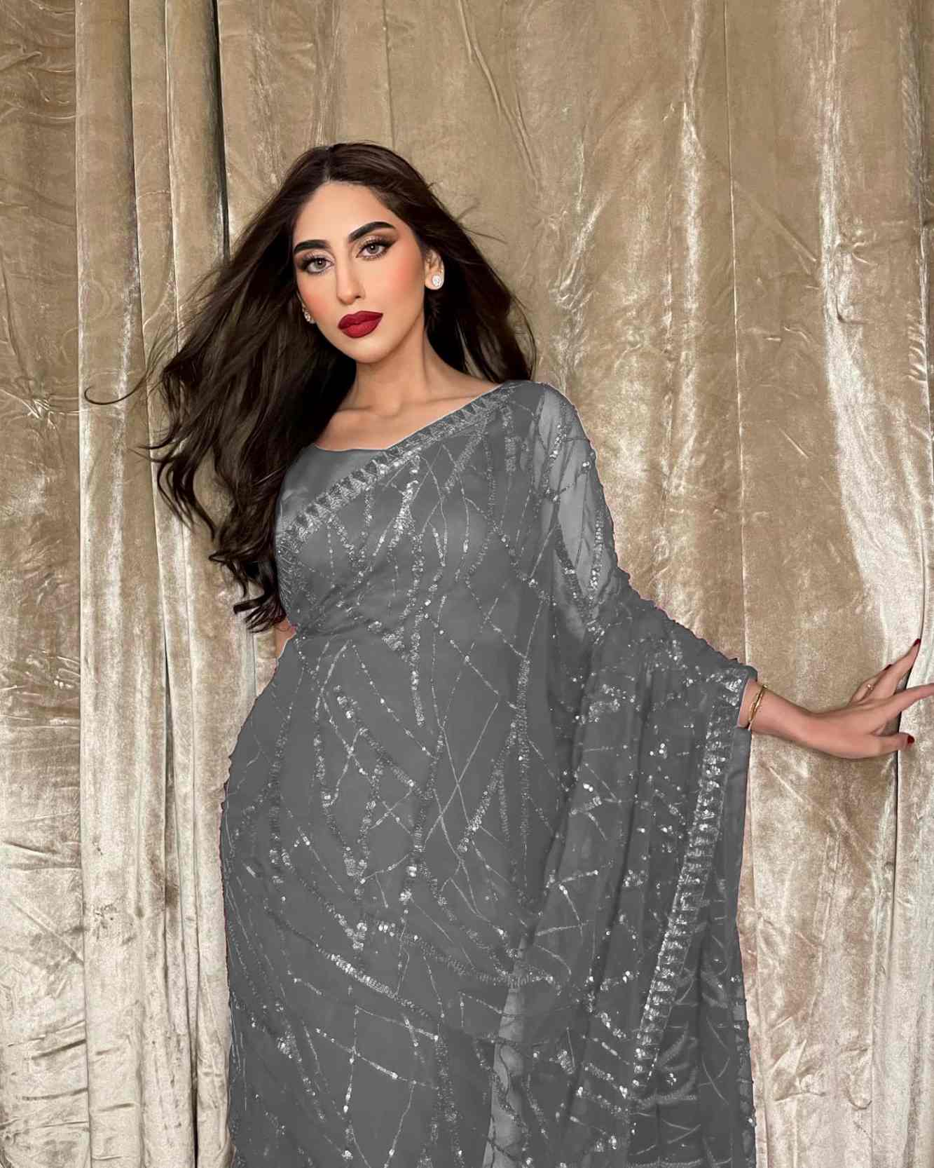 Party Style Exquisite Georgette Embroidery Saree with All-Over Sequin Work and Elegant Piping Lace – A Perfect Fusion of Luxury and Grace in 1 Minute - Image 7