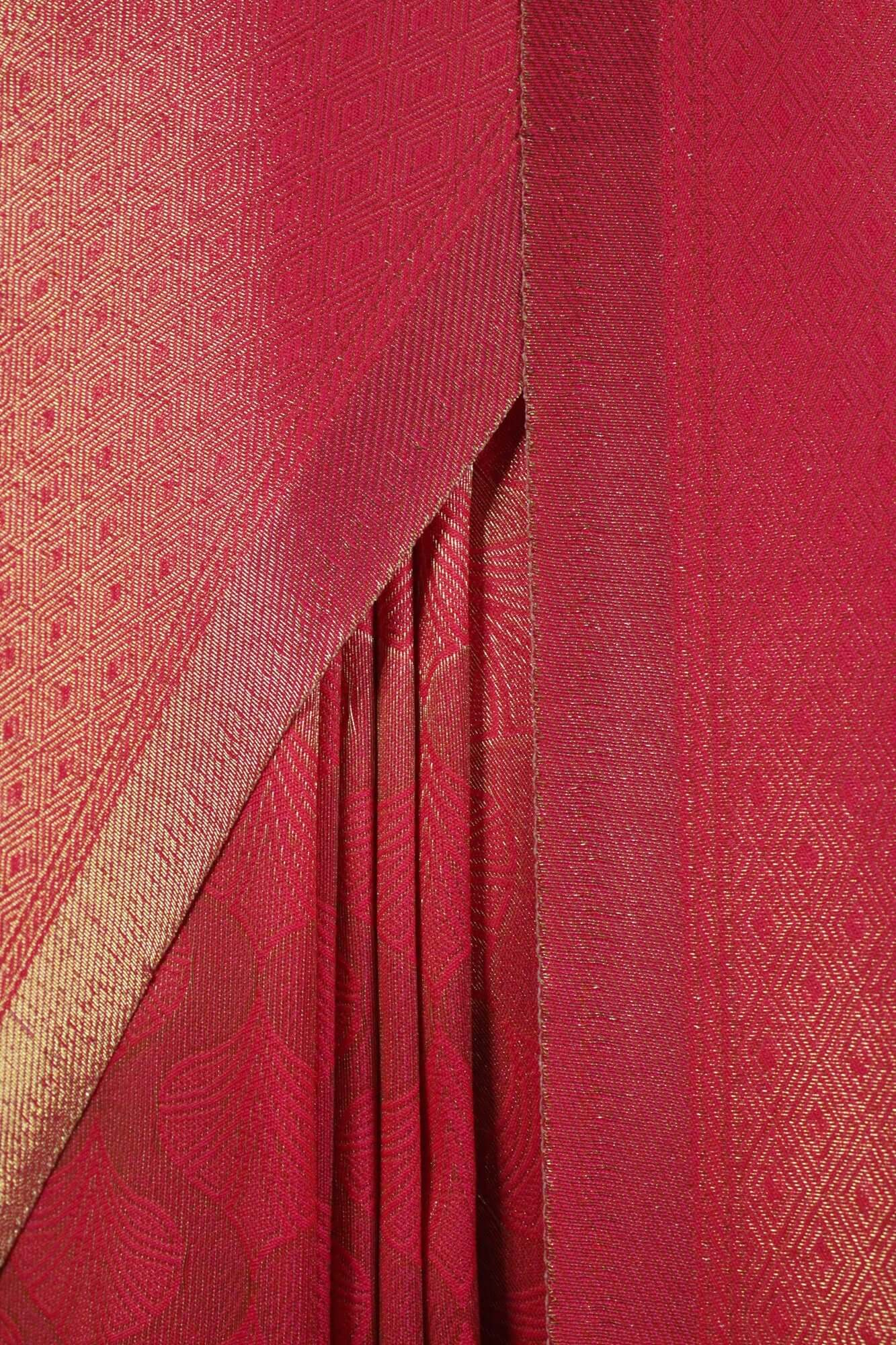 Pink & Gold-Toned Woven Banarasi Wrap in 1 minute saree - Image 5