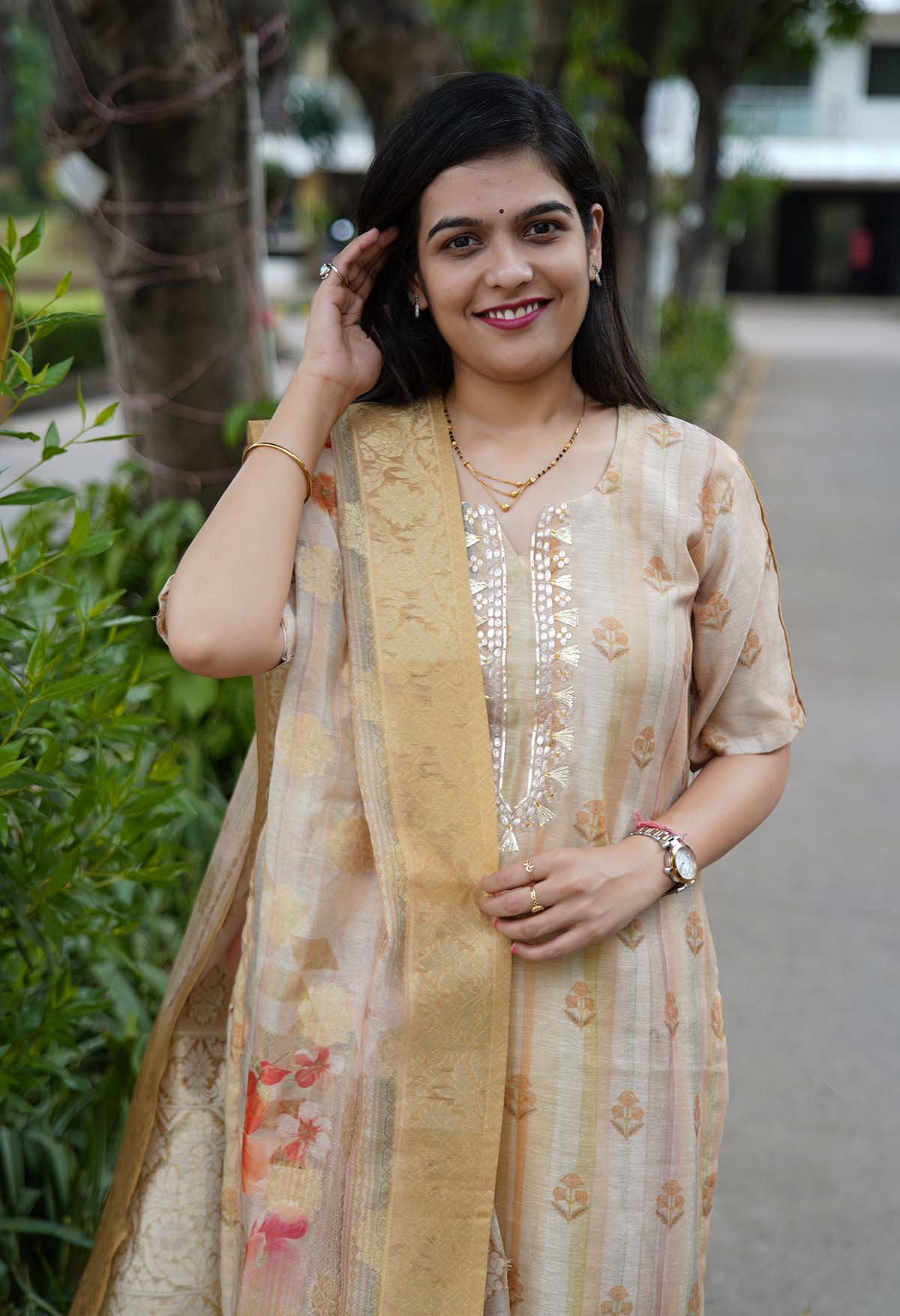 Plus size Salwar Kameez with Ethnic designed printed Dupatta With Styled kurti & Salwar - Image 6