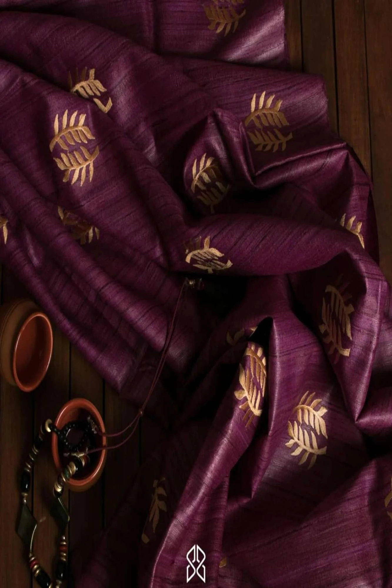 Pure Certified Tussar Silk with Hand Woven & Normal Dyed Embroidery Wrap in 1 Minute Saree - Image 8