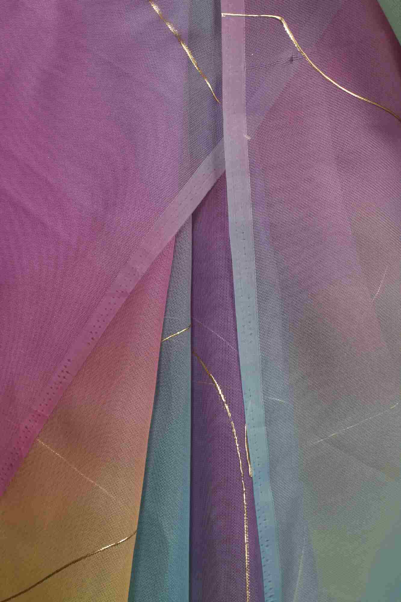 Rainbow Double Organza Sequence  Embroidered Wrap in 1 minute saree with Tassels - Image 6