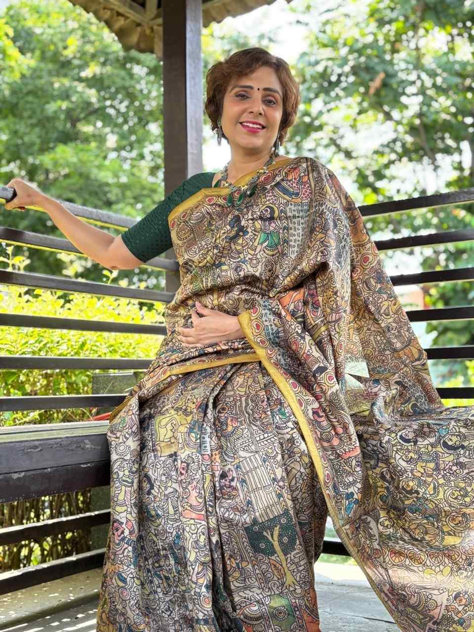 Ramji  Madhubani Printed Ready to Wear Saree - Image 3