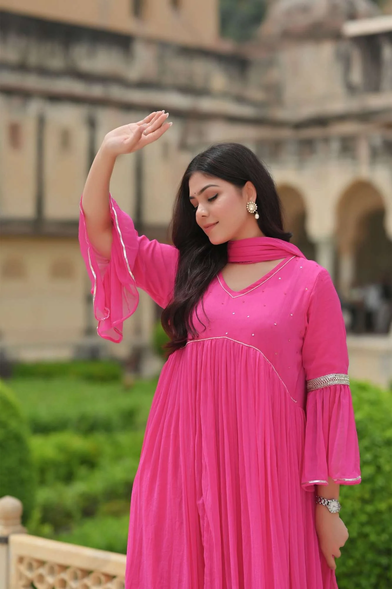 Rani Love Pleated Fish Tail Yoe Cut Pleated Anarkali Set, Made to Order - Image 2