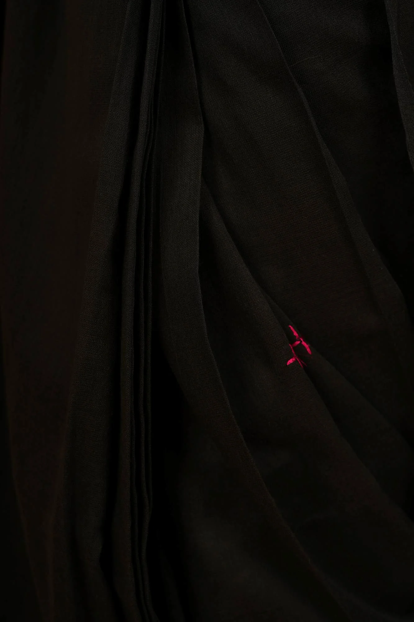 Ready to wear Beautiful Black saree in Mulmul with mirror work motifs inspired by the Rabari embroidery - Image 6