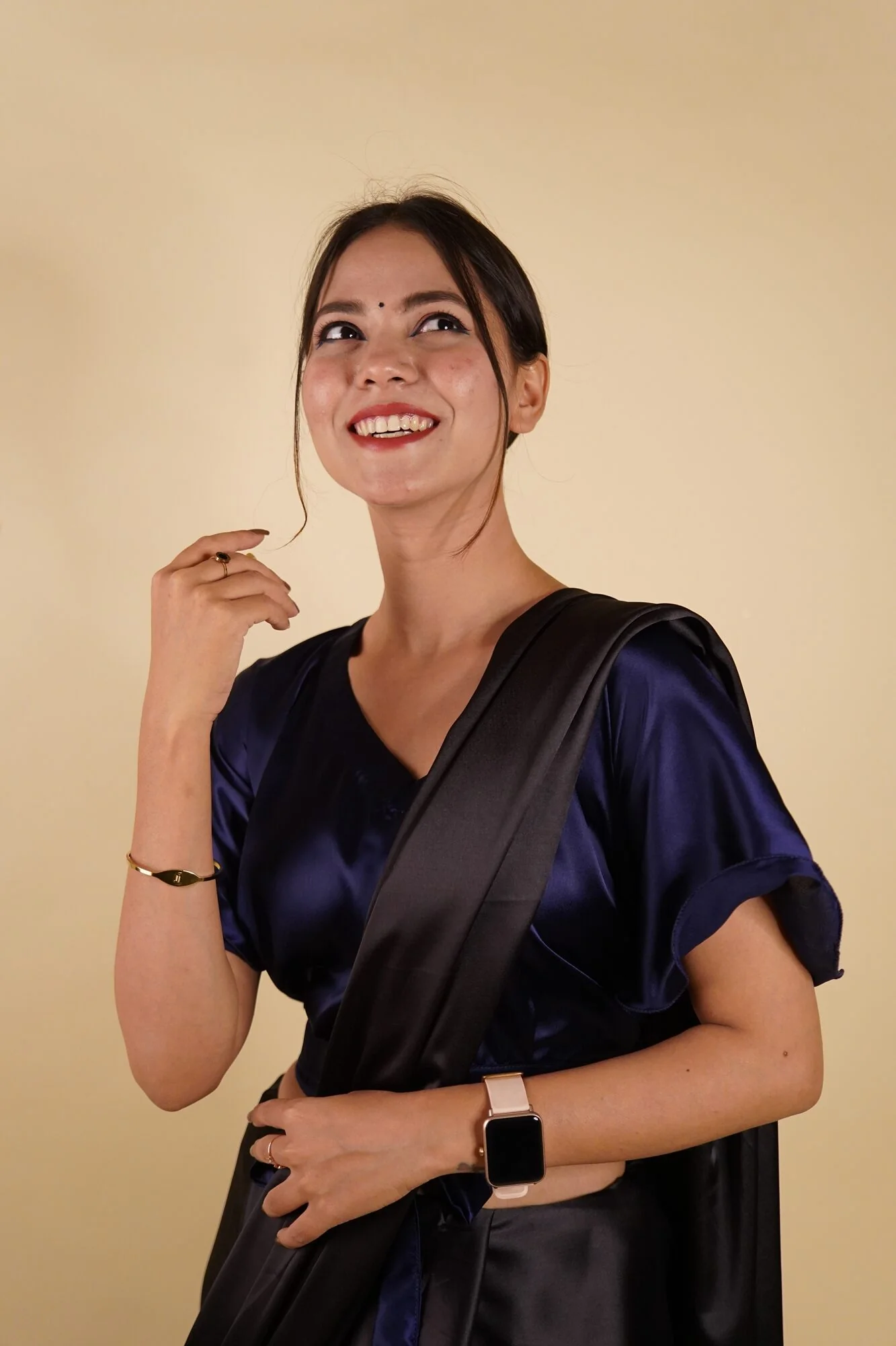 Ready to Wear Bell Sleeves Tying Blouse Cum Top -  Satin - Image 13