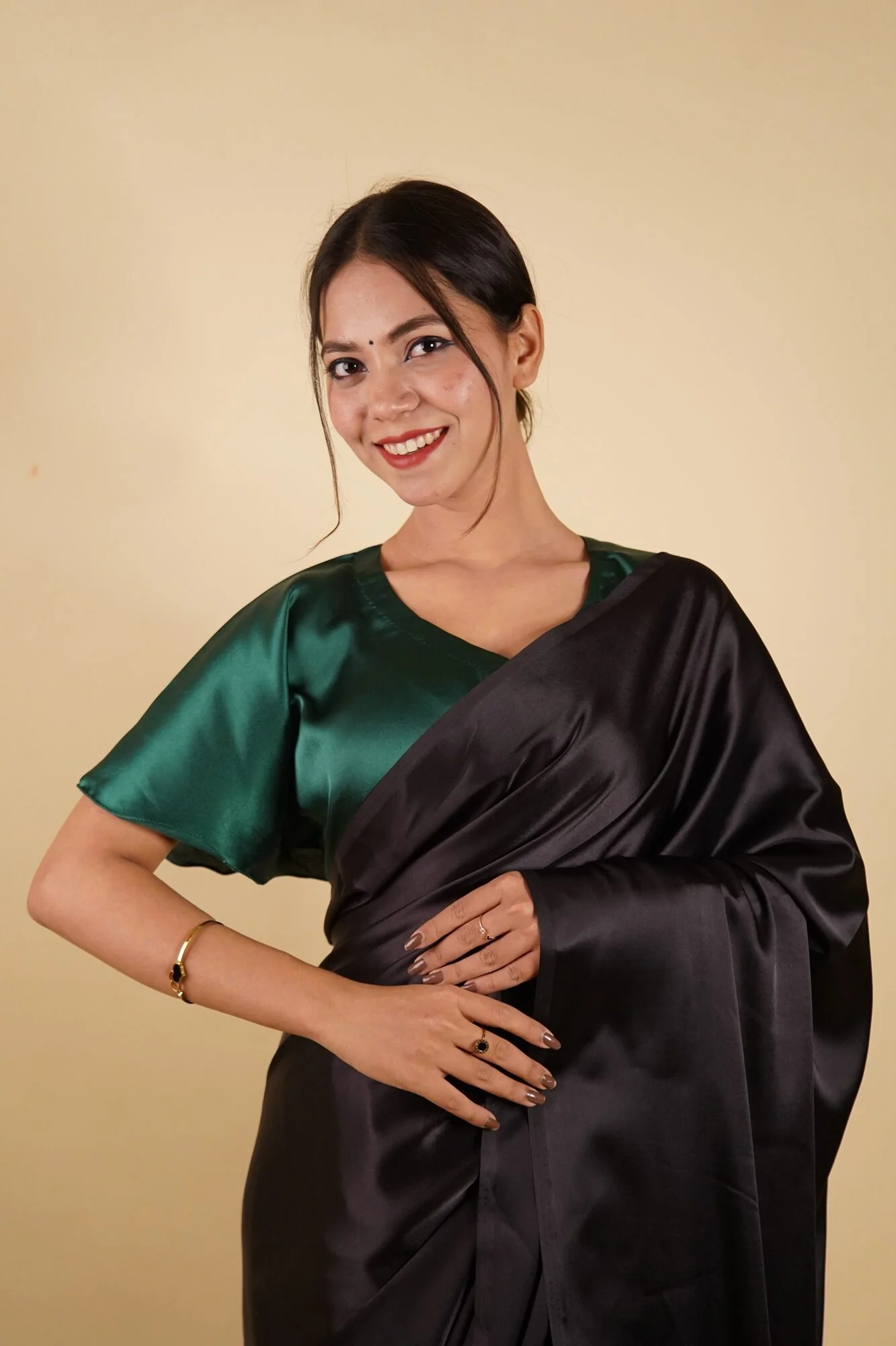 Ready to Wear Bell Sleeves Tying Blouse Cum Top -  Satin - Image 14