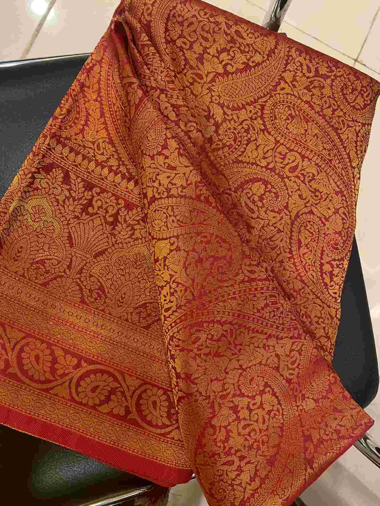 Ready To Wear Festive Rich Kanchipuram Red Dhoop Chaanv Wrap in 1 minute saree - Image 6