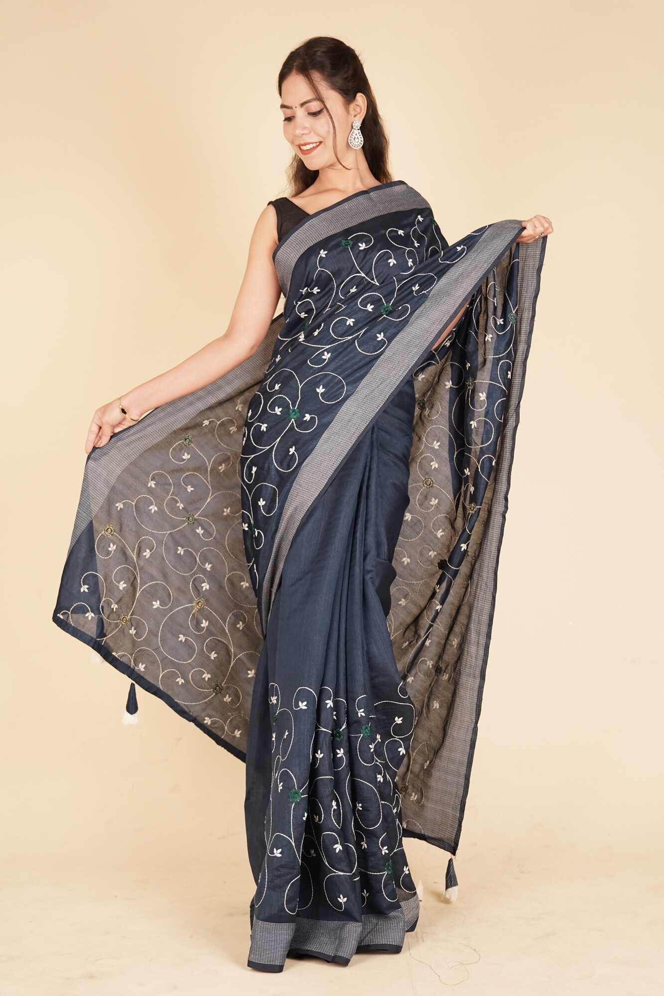 Ready To Wear Floral Embroidered Wrap in 1 minute saree - Image 3