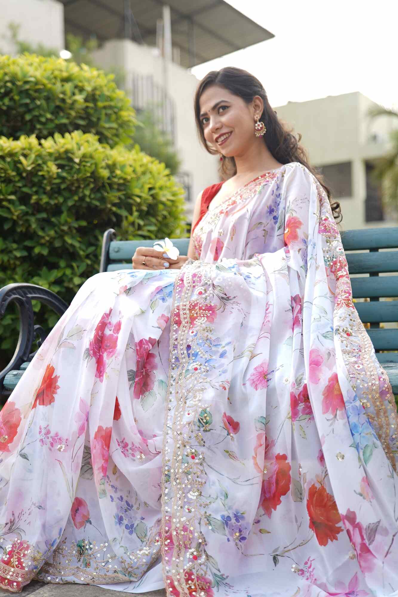 Ready to Wear Georgette Sequence And Sequins Work Wrap in 1 minute saree - Image 8