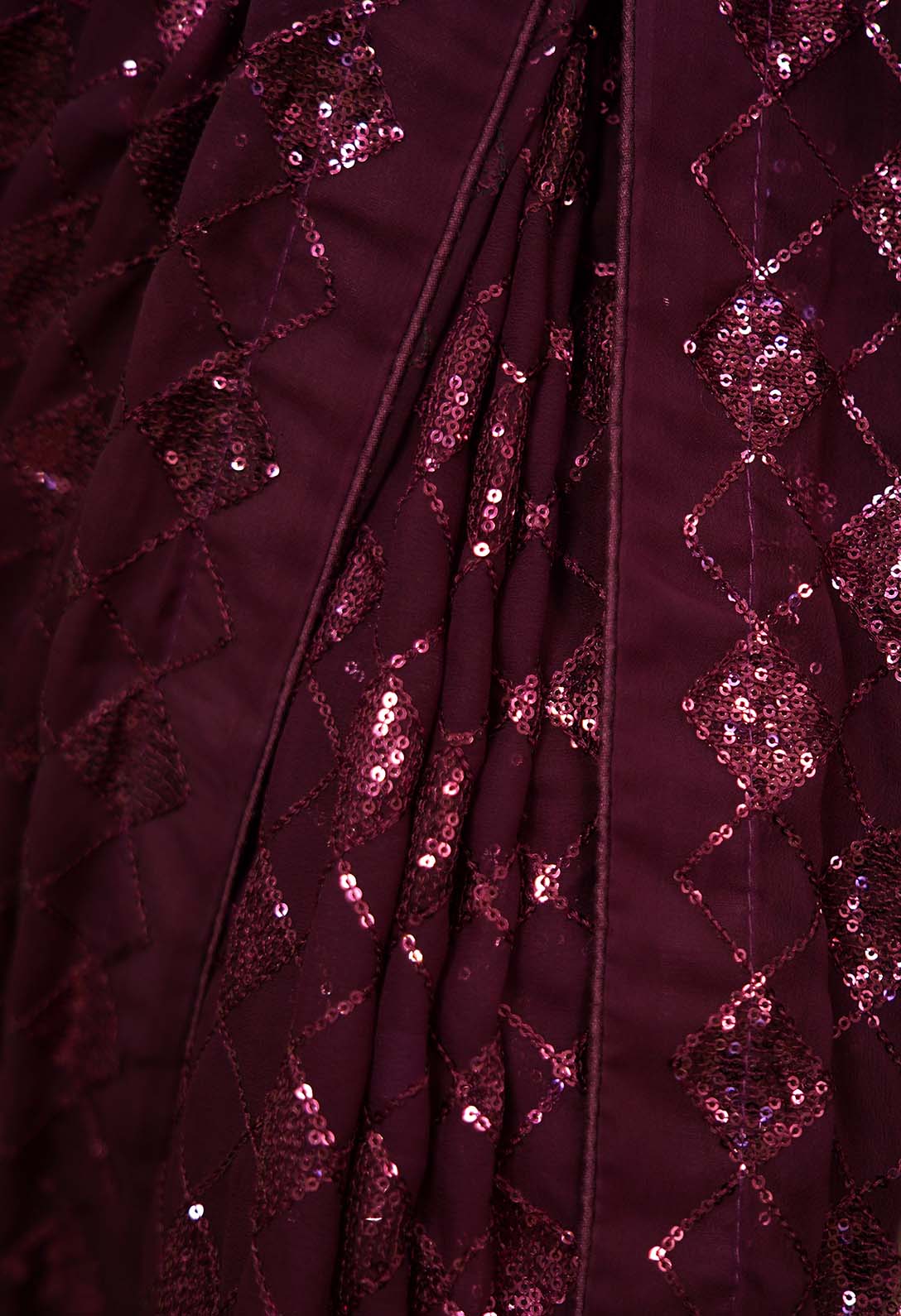 Ready To Wear Glamorous Embellished Red  sequins Work All Over Wrap in 1 minute saree - Image 14