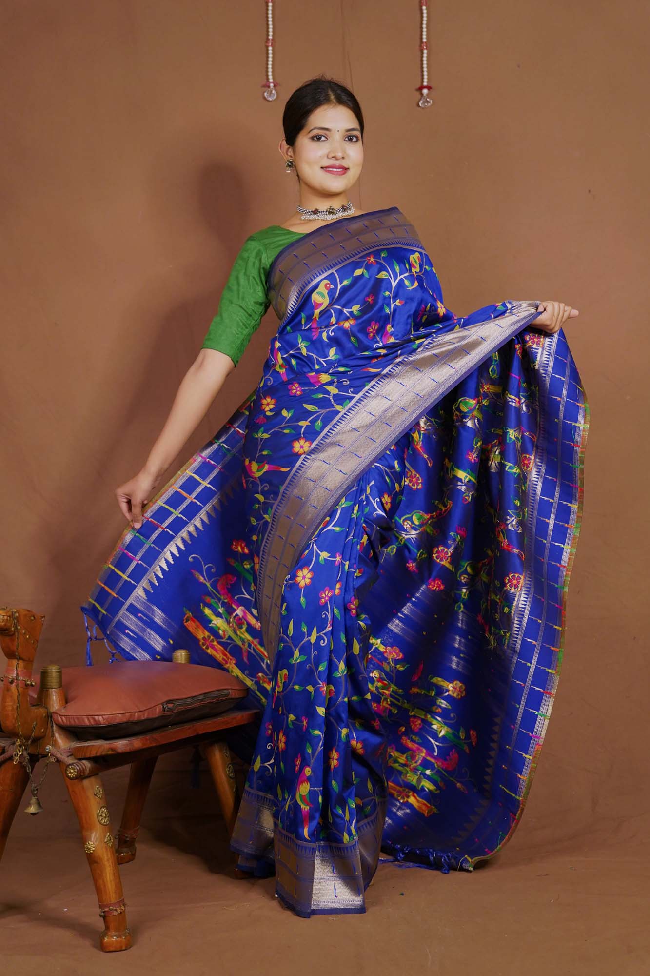 Ready to Wear Paithani Pattern Premium Art silk Wrap in 1 minute saree - Image 4