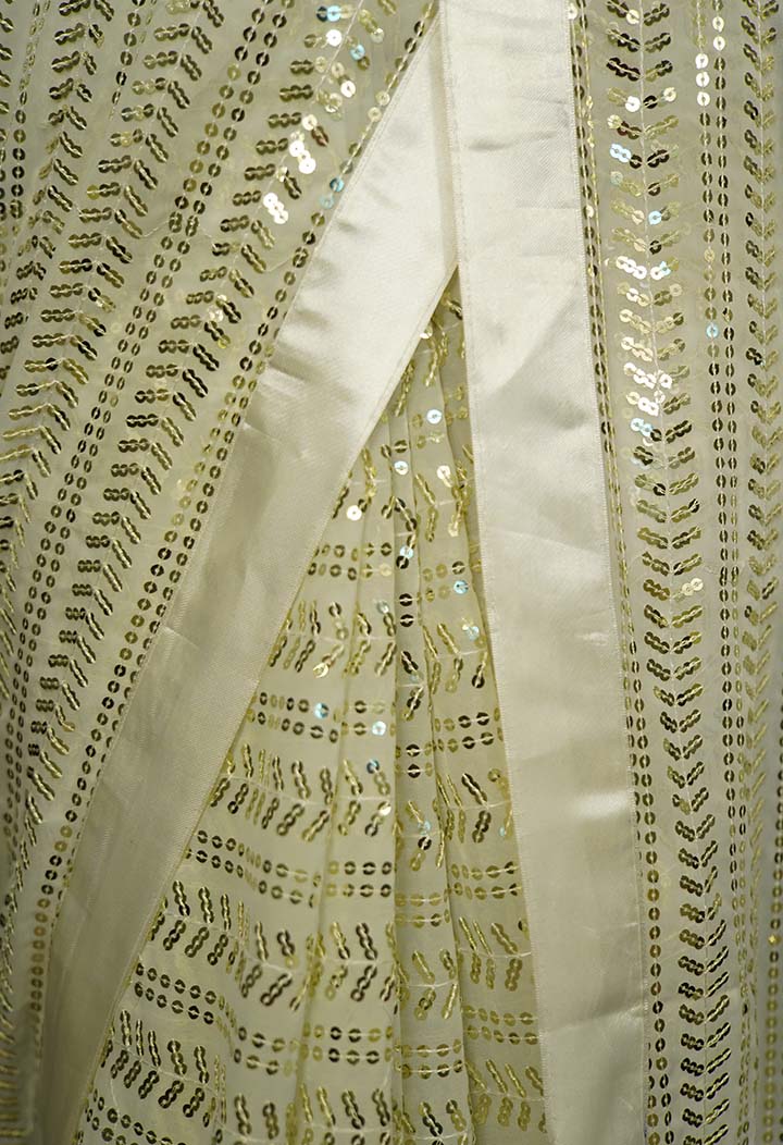 Ready To Wear  Party Embellished Sequined With Solid Border  Wrap in 1 minute saree - Image 8