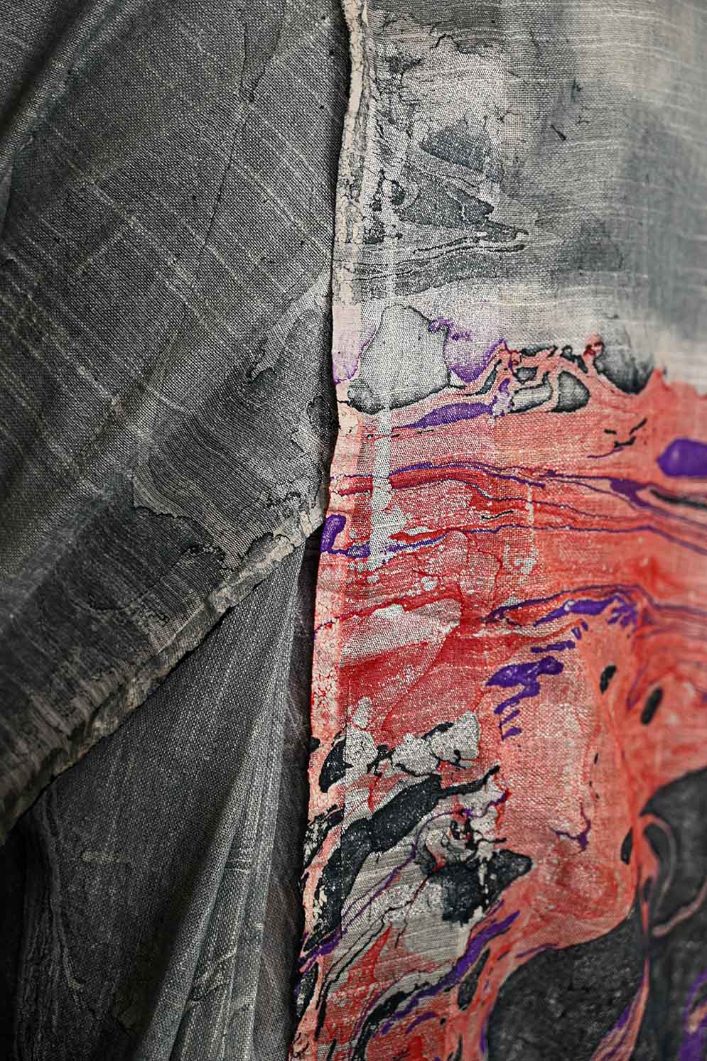 Ready To Wear Ravishing Grey with Marble Printed Pallu   Wrap in 1 minute saree - Image 5