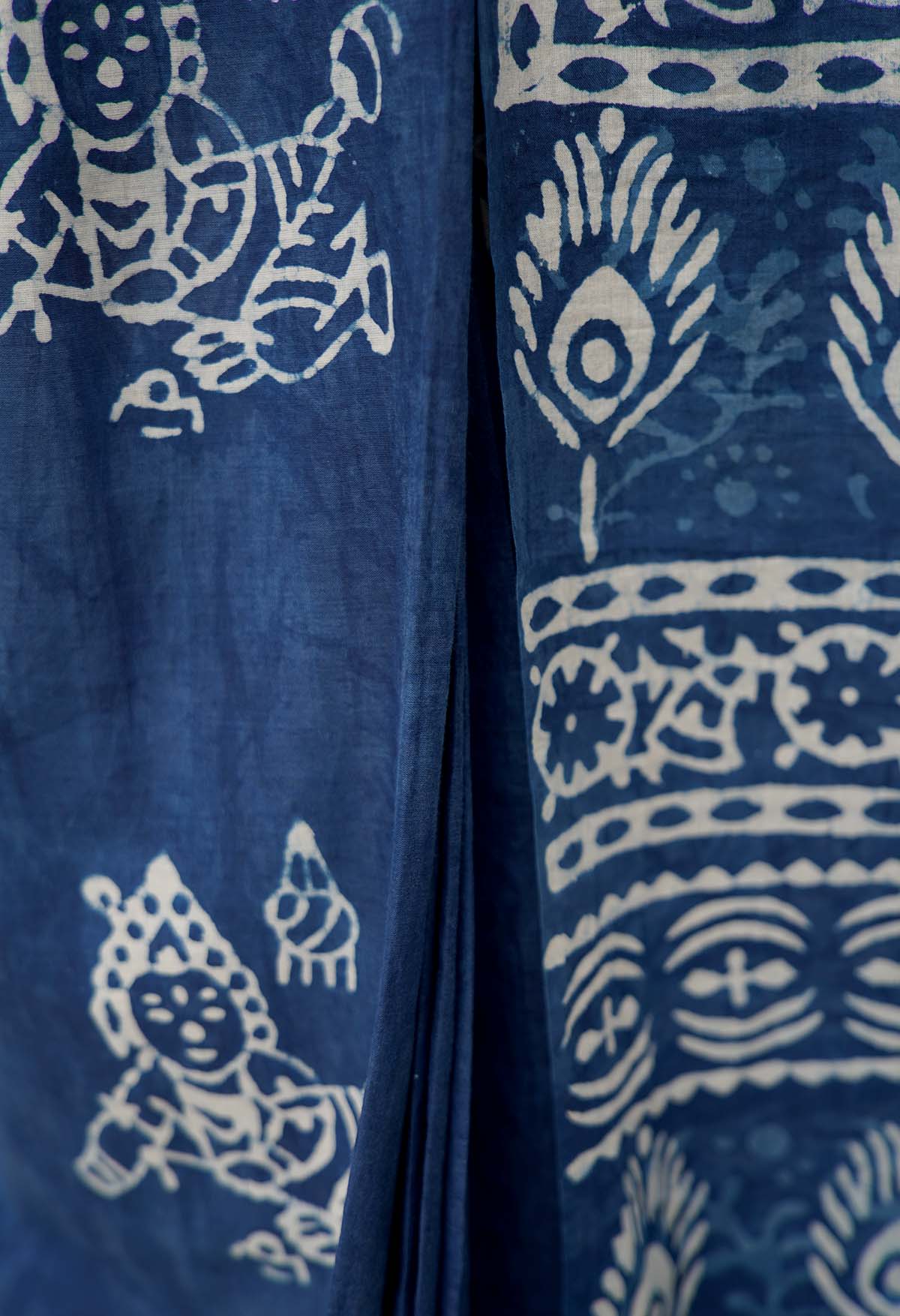 Ready to wear saree Indigo Handblock Print mulmul one minute saree - Image 10