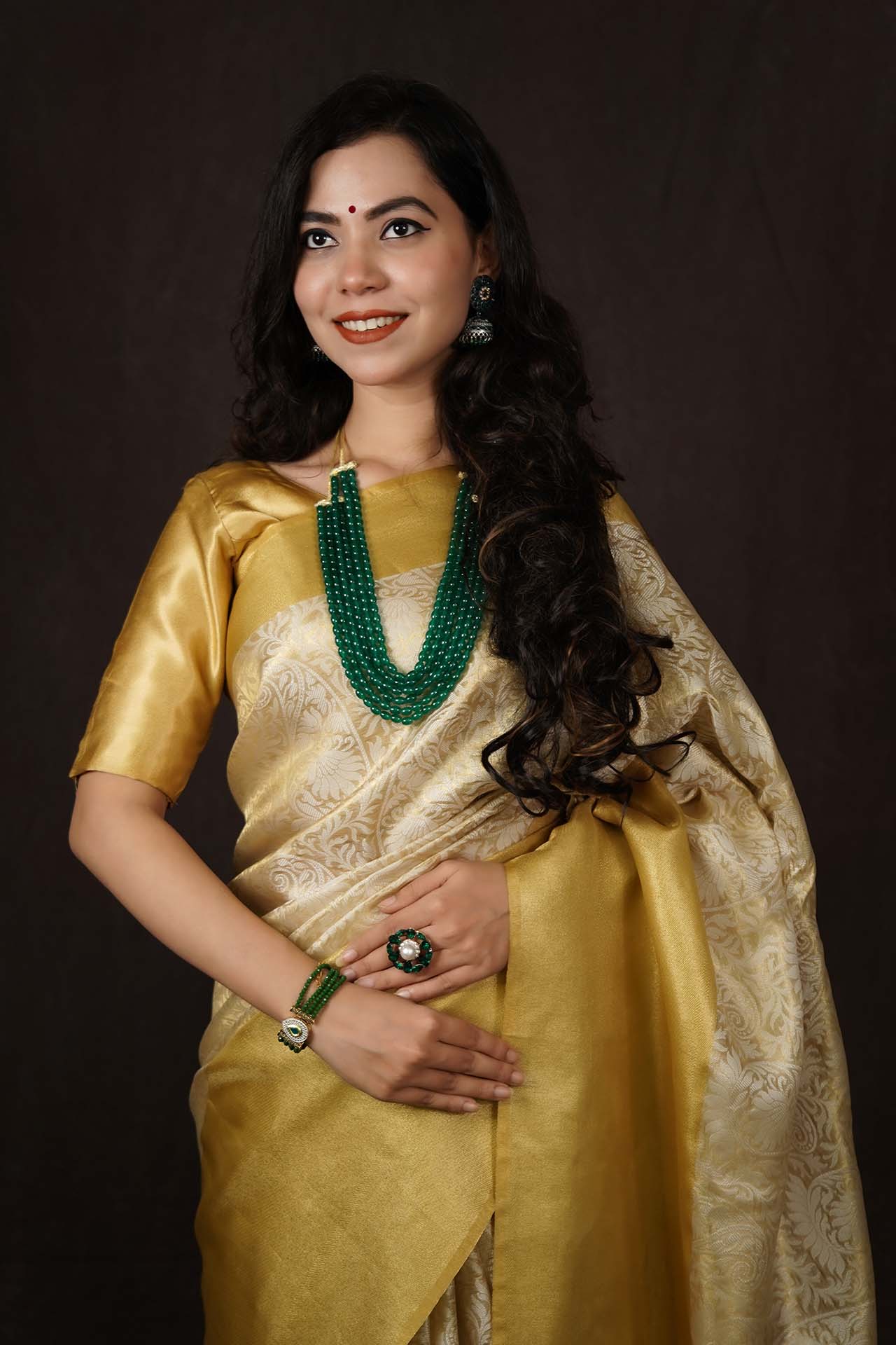 Ready to Wear Saree Nita Ambani Celebrity Look Banarasi with Solid Woven Border Wrap In One Minute Saree - Image 7
