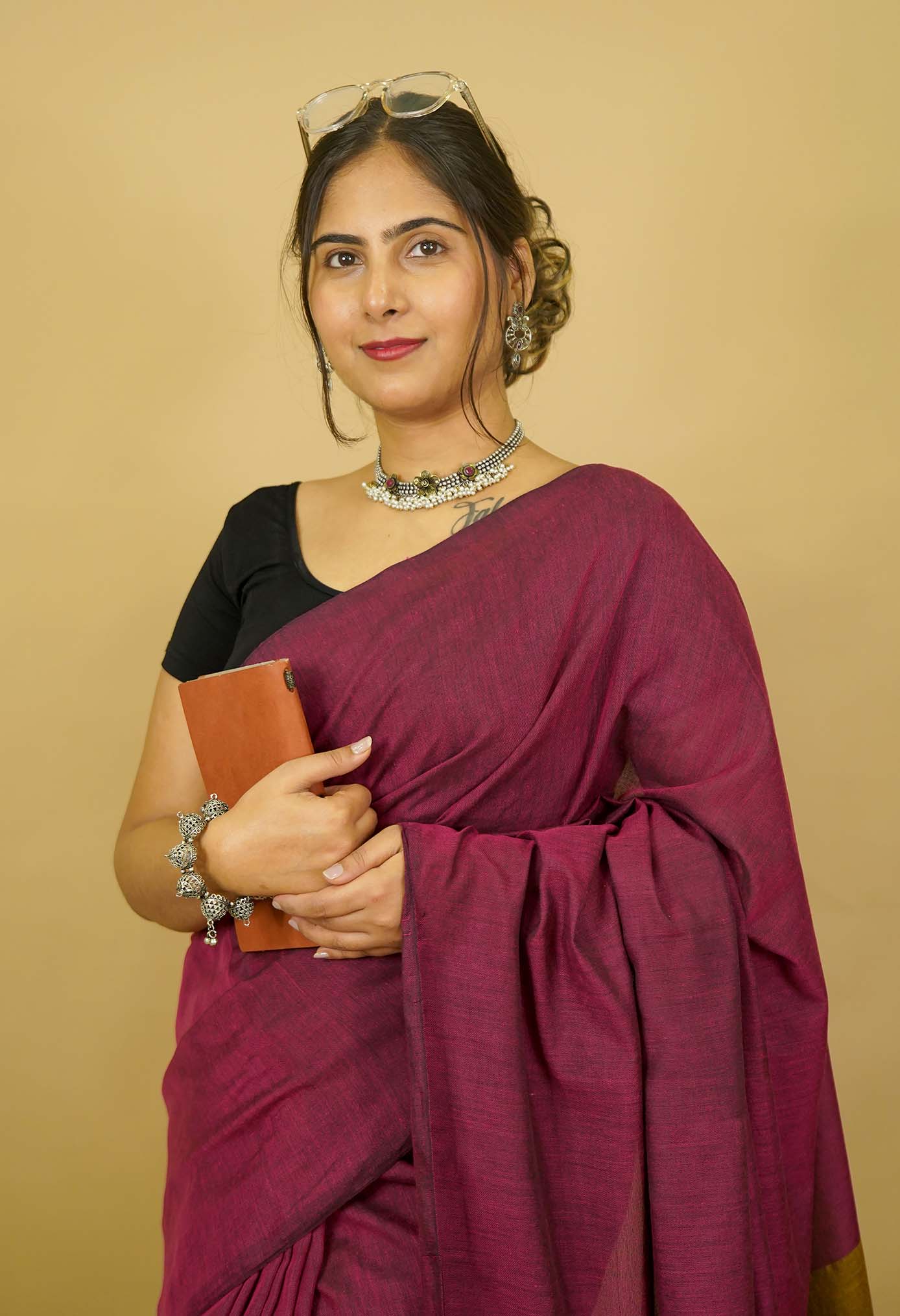 Ready To Wear Saree With Musturd Yellow Pallu Khadi Cotton Wrap In One Minute Saree - Image 4
