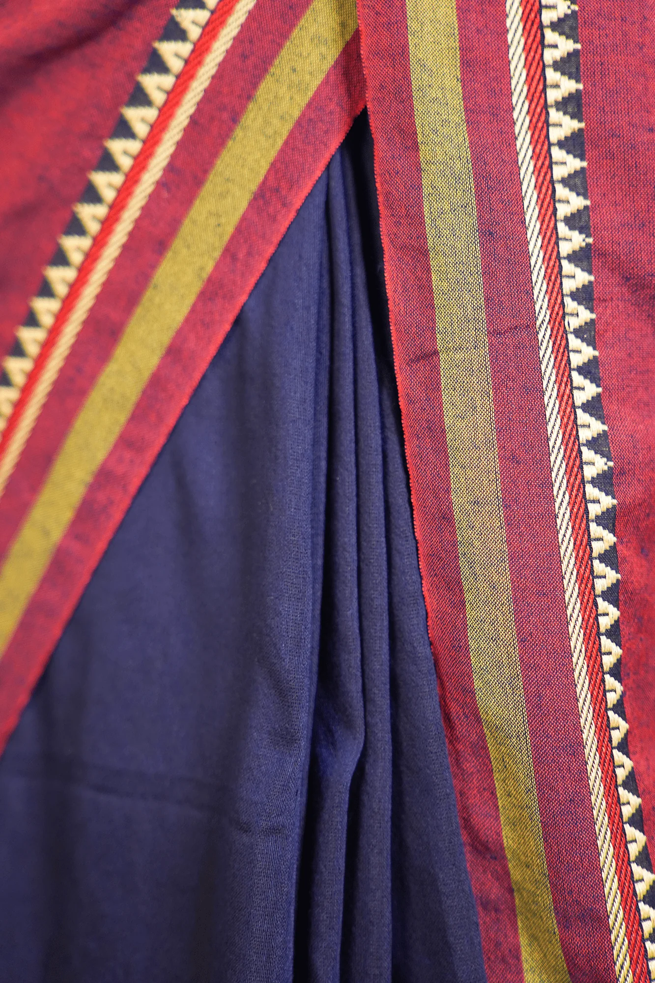 Ready To Wear Traditional Bengali Temple Border Woven Cotton Saree Wrap in 1 minute saree - Image 7