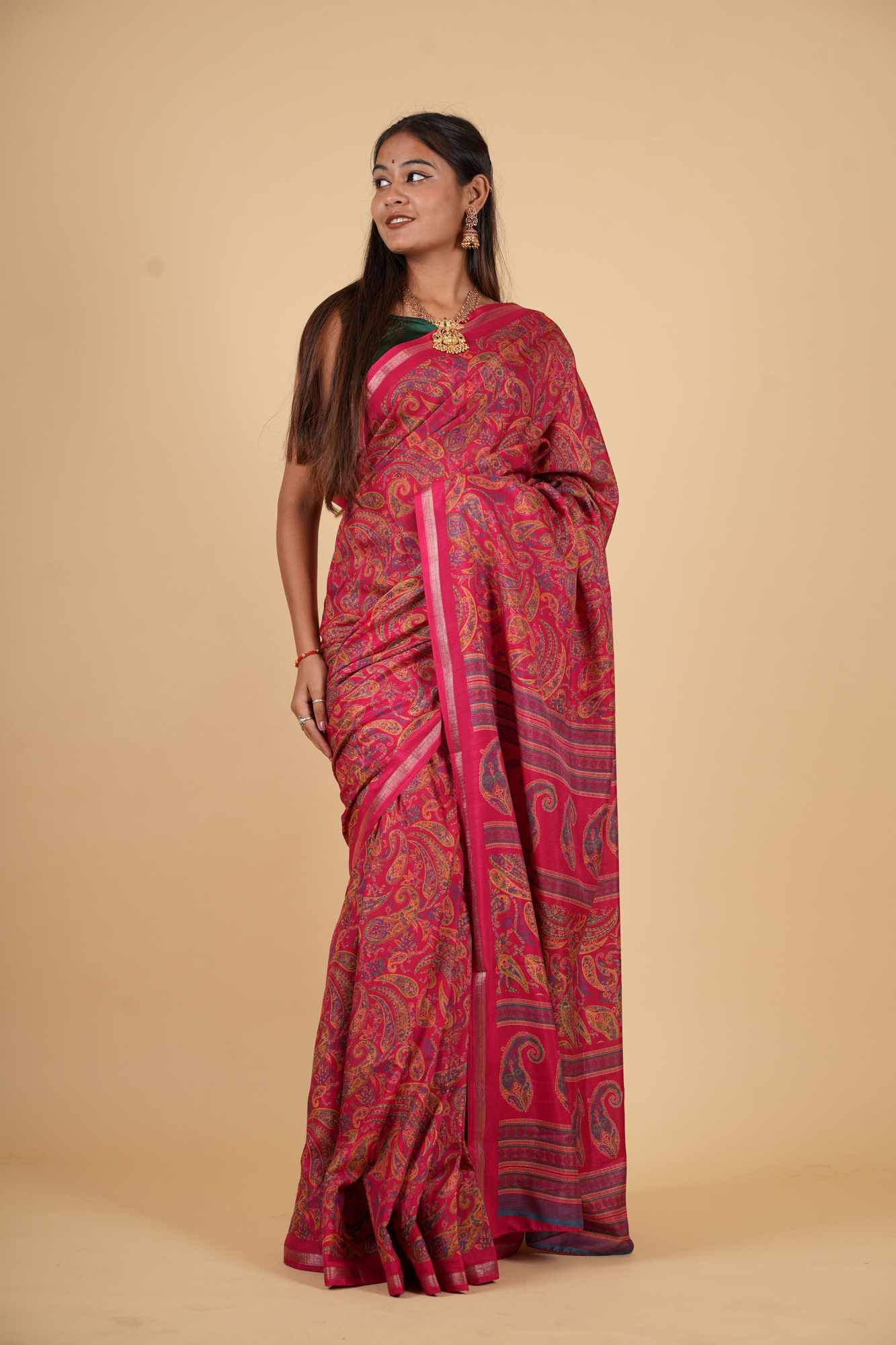 Kashmiri Pashmina intricate print ready to wear saree - Image 2