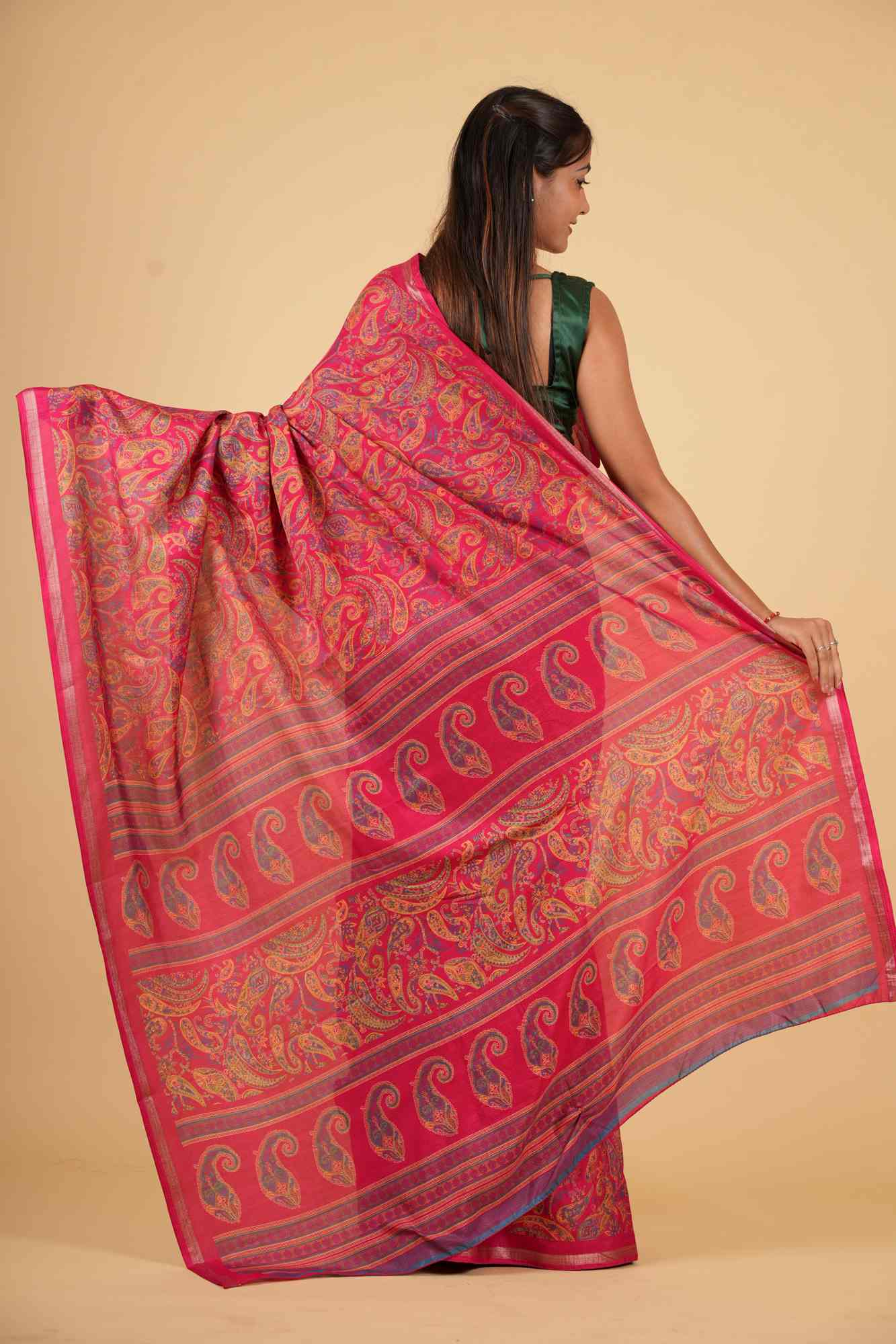 Kashmiri Pashmina intricate print ready to wear saree - Image 6