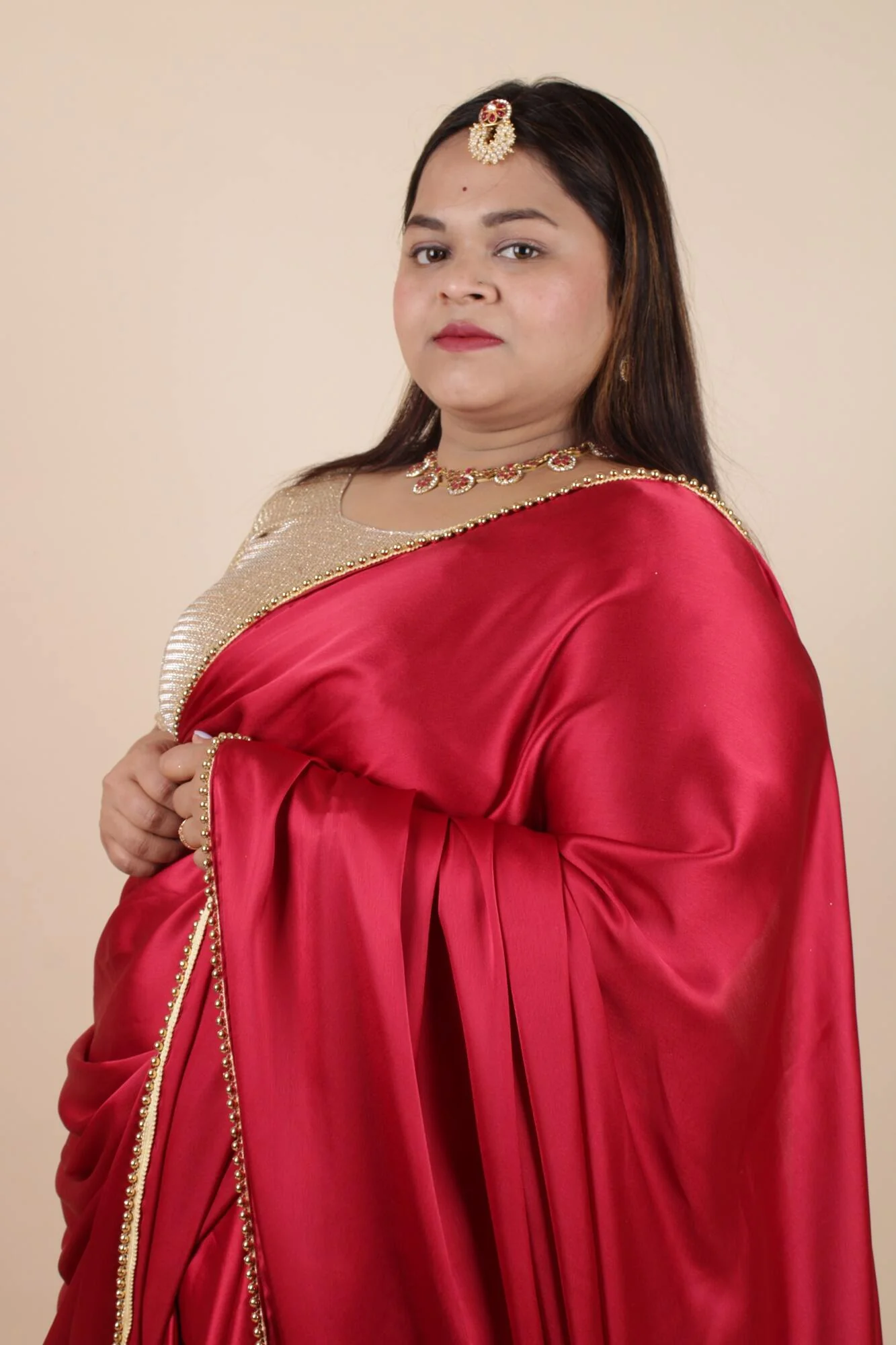 SAREE CUM LEHENGA TWIST  - Gorgeous Ruffled Dupatta and Half Saree with stitched blouse - Image 6