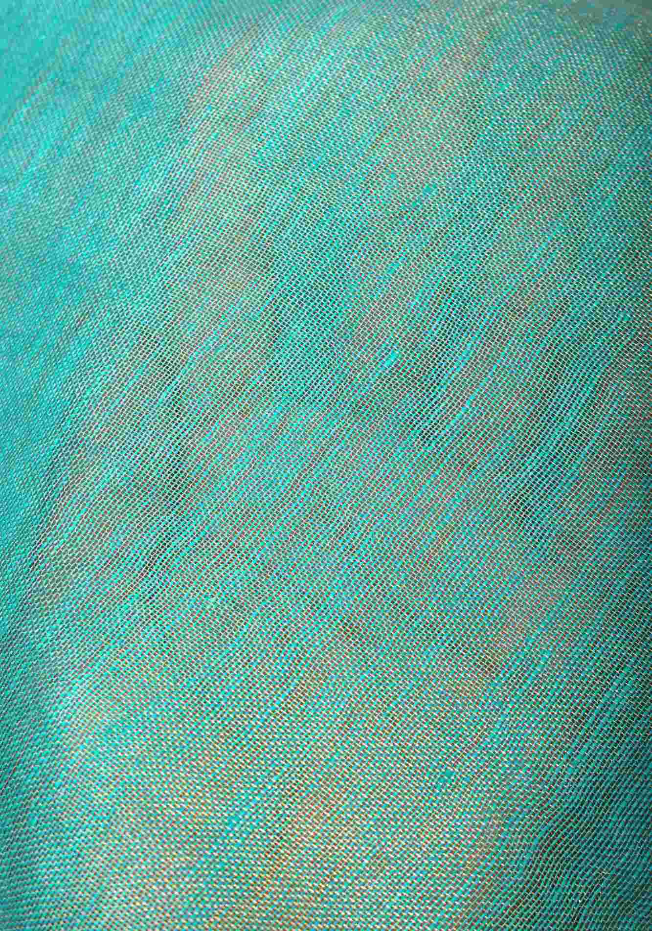 Sea Green Scalloped Tissue Linen Ready to Wear Saree and Golden border - Image 4