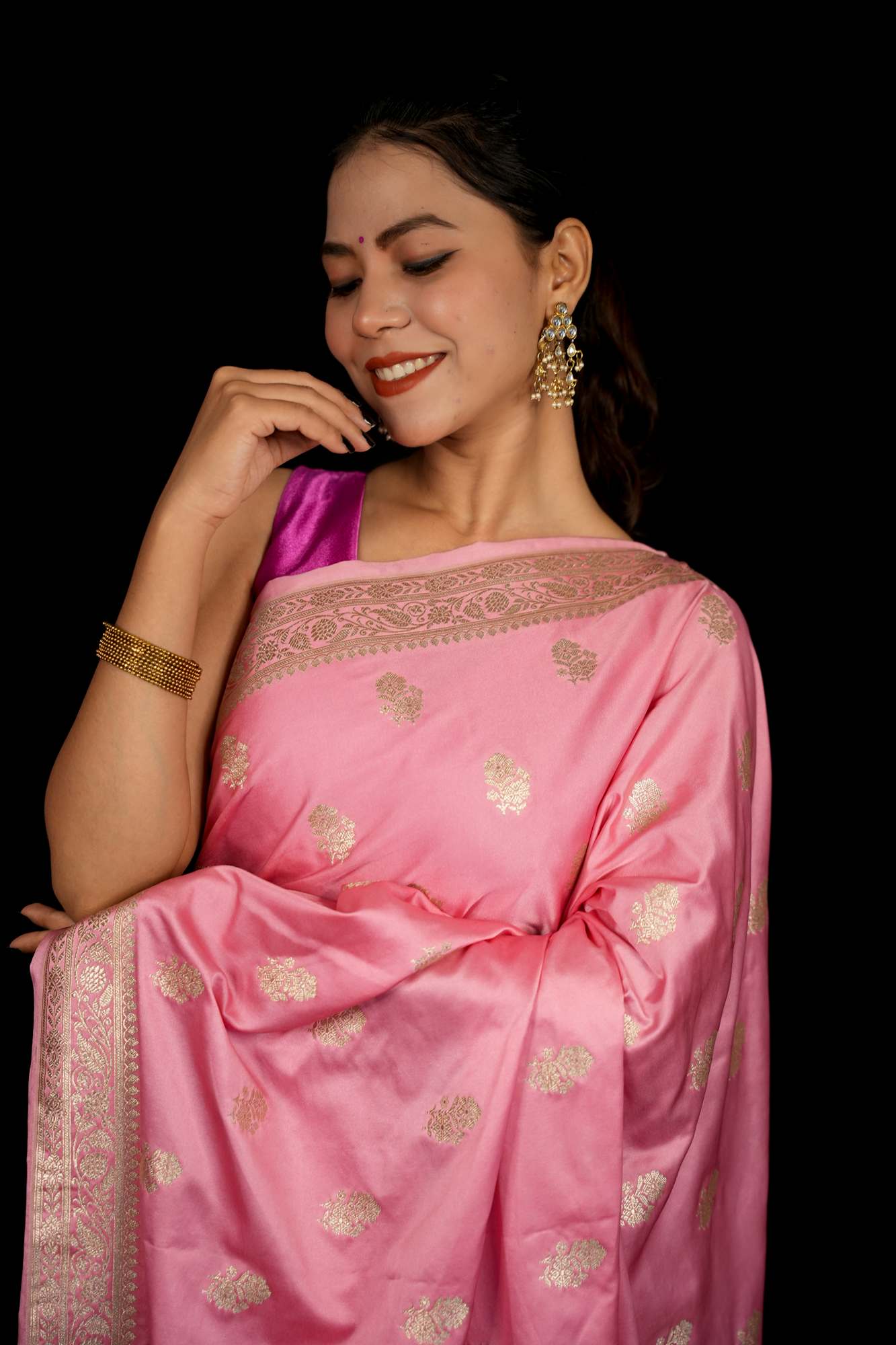 Mashru Silk Ready To Wear Saree - Image 9