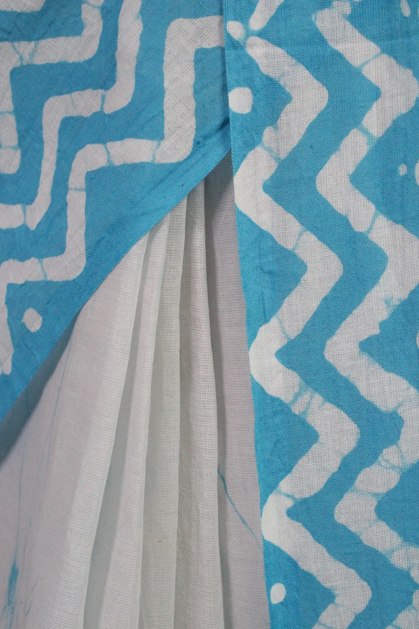 Sky Blue Cotton Handloom Mul mul Wrap in 1 minute saree - Image 5