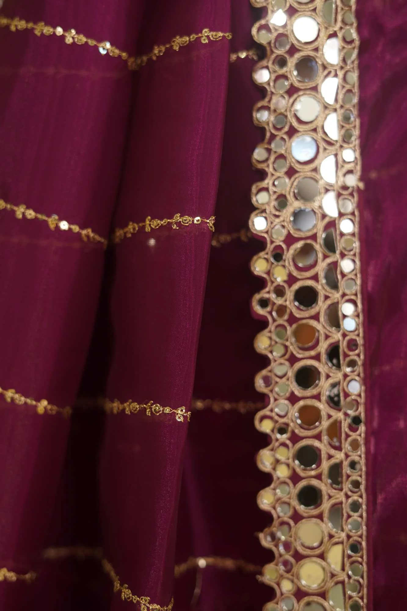 Soft Organza with Real Mirror Work Embroidery lace & Blouse Wrap in 1 Minute Saree - Image 6