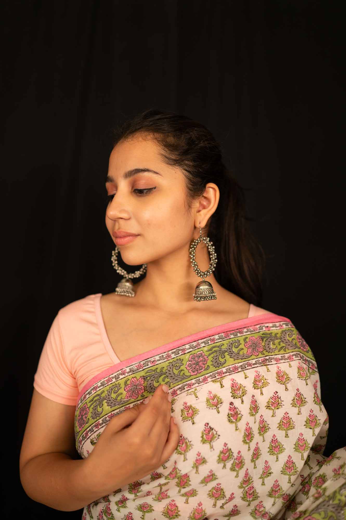 Stitched pleated saree Jaipuri Sanganeri mulmul 1 minute saree - Image 9