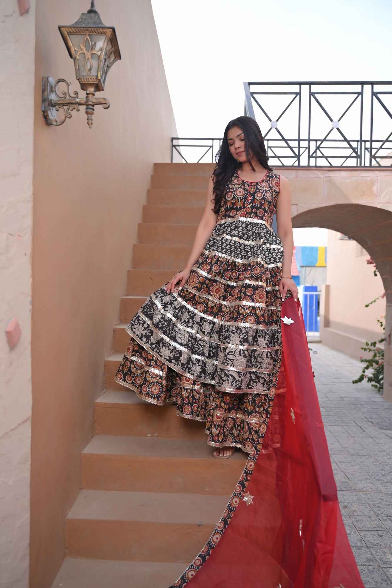 Syahi Tiered Gharara Big Gher 3 Piece Set | Made To Order - Image 2