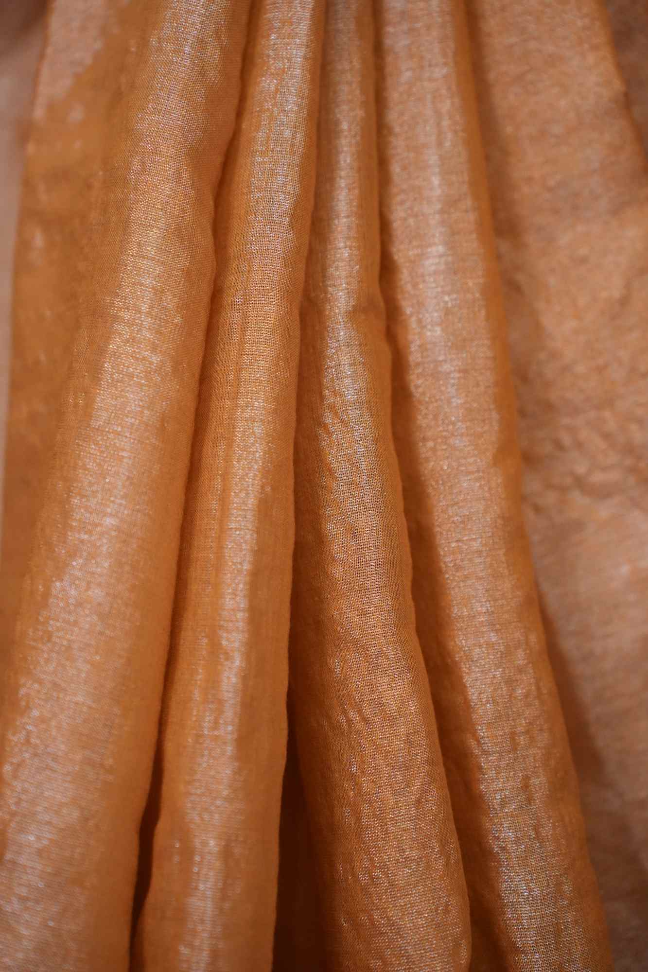 Tissue Zari Handloom Solid With Big Border & Tassels Ready To Wear Saree - Image 8
