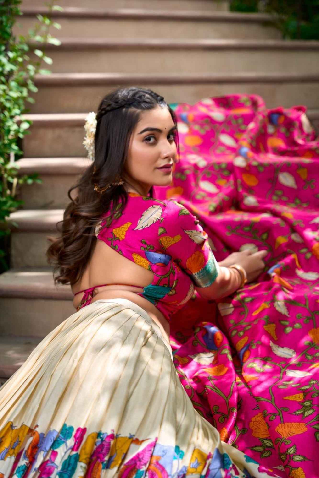 Vibrant Folk-Inspired Dola Silk Lehenga Set with Gotta Patti Dupatta - Image 3